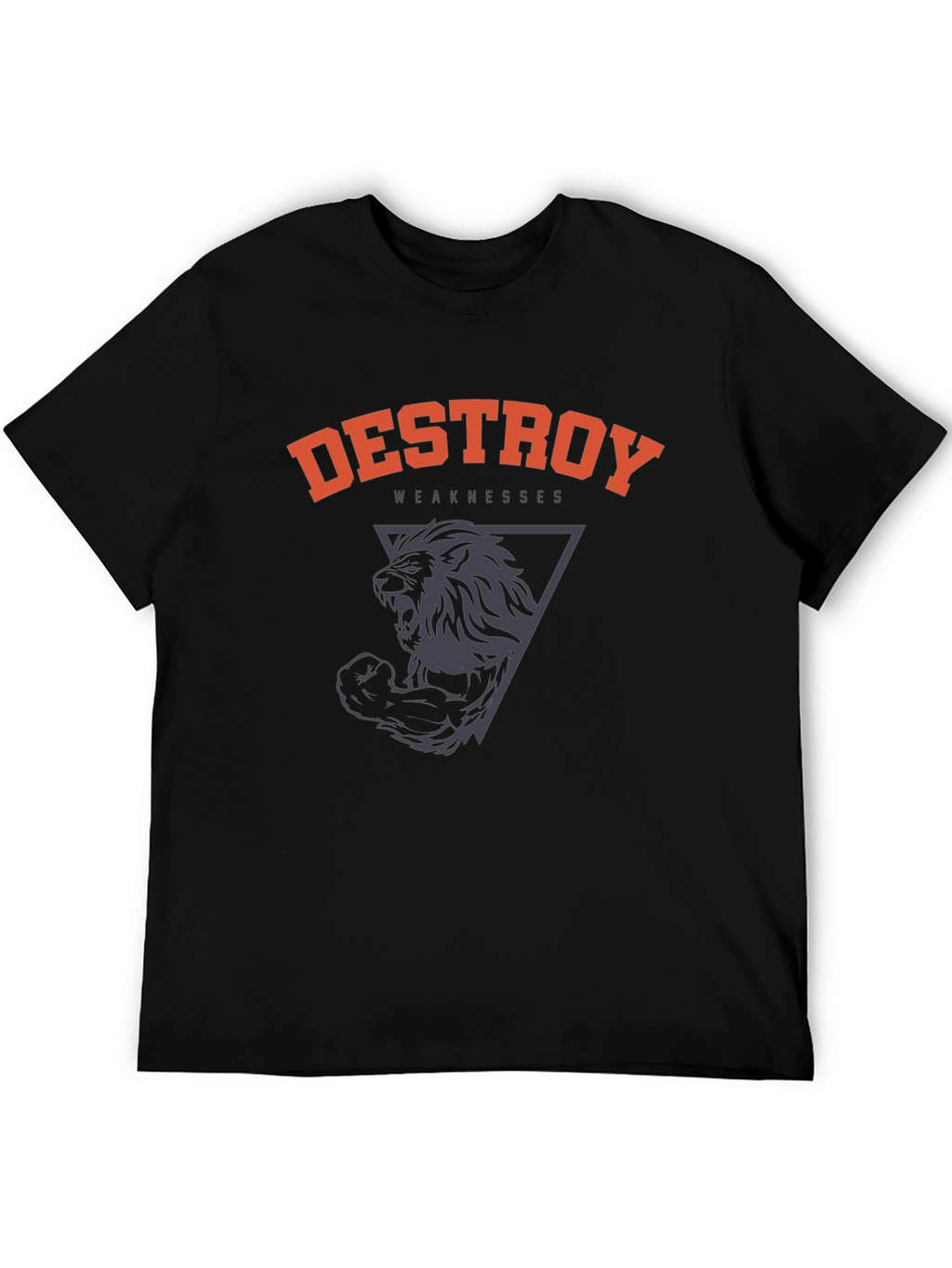 Destroy Weaknesses Lion Graphic T-Shirt - Black