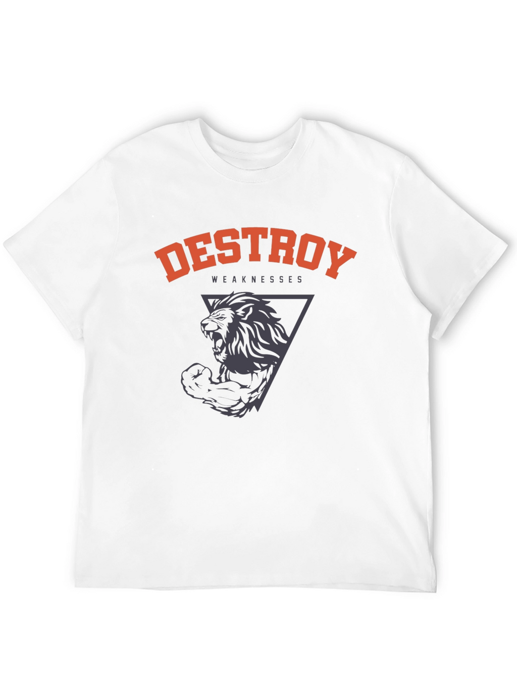 Destroy Weaknesses Lion Graphic T-Shirt - Black