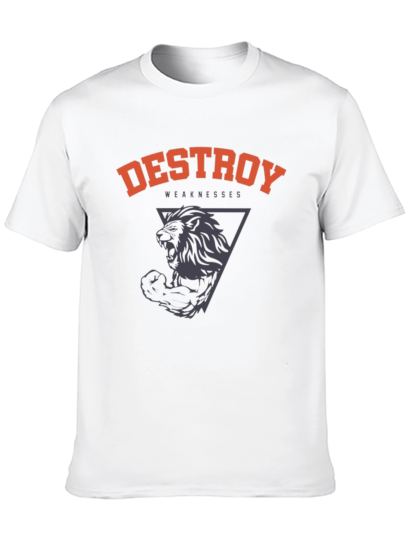 Destroy Weaknesses Lion Graphic T-Shirt - Black