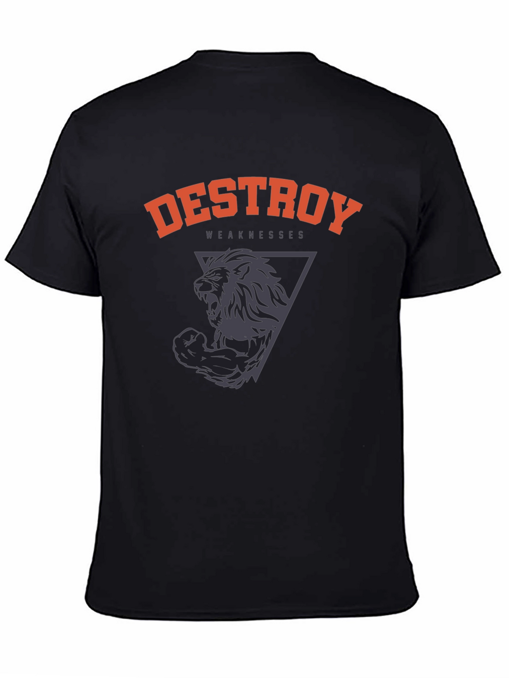 Destroy Weaknesses Lion Graphic T-Shirt - Black