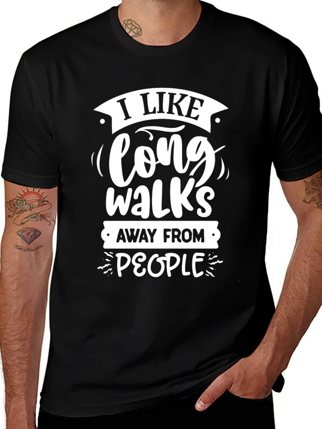 Funny Sarcastic Graphic T-Shirt: Long Walks Away From People