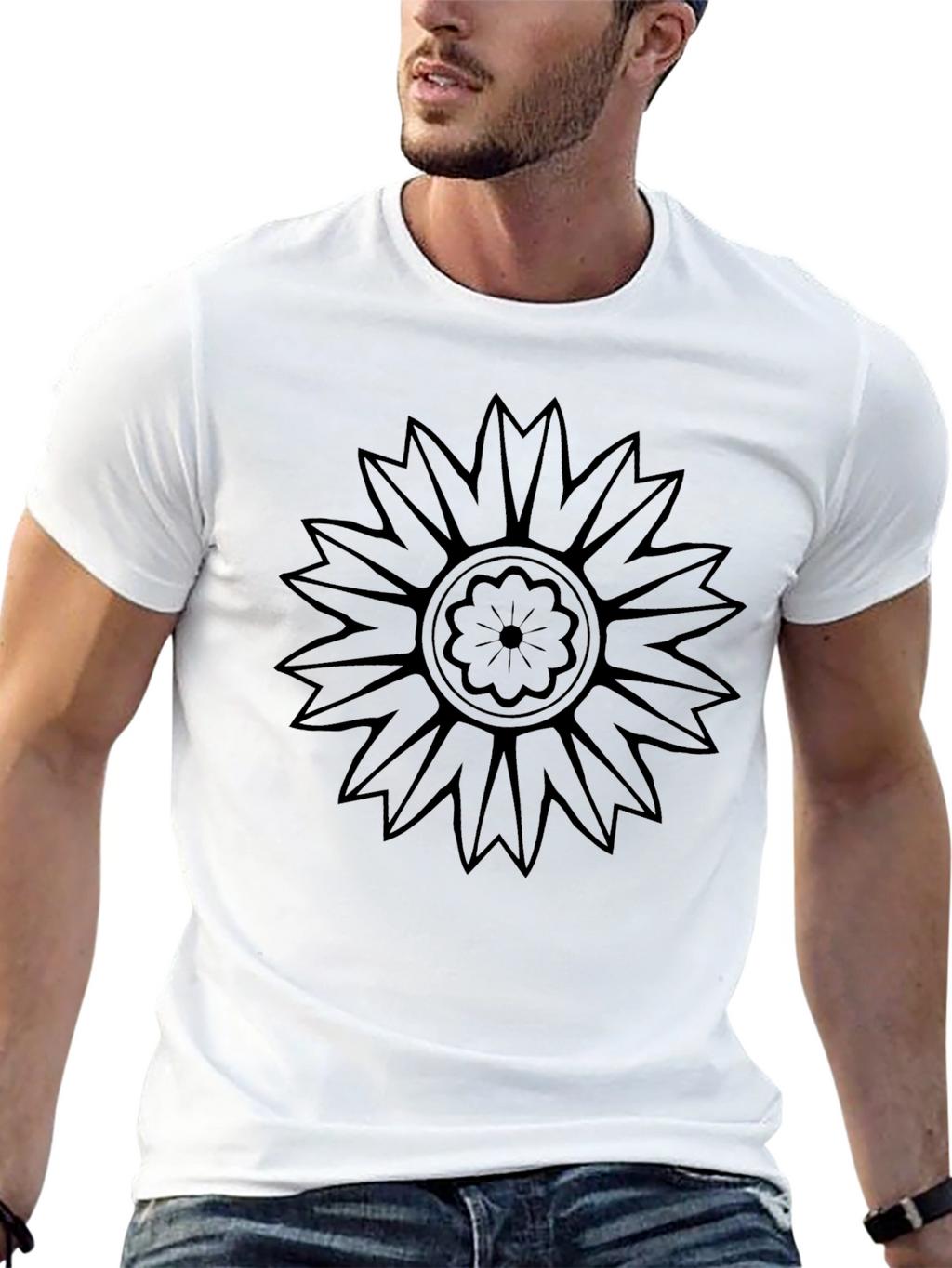 Black Floral Graphic Tee - Stylish Mens T-Shirt