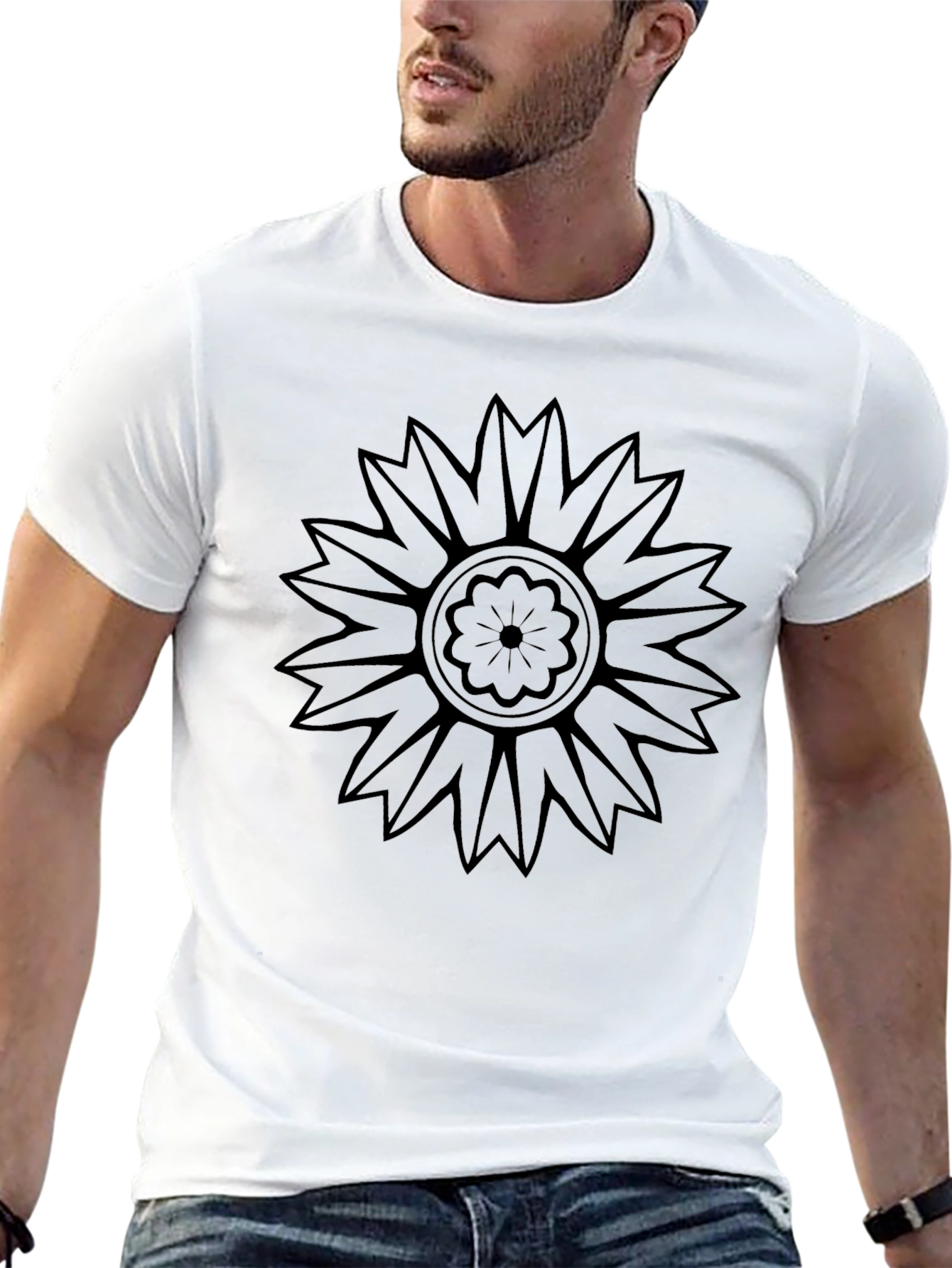 Black Floral Graphic Tee - Stylish Mens T-Shirt