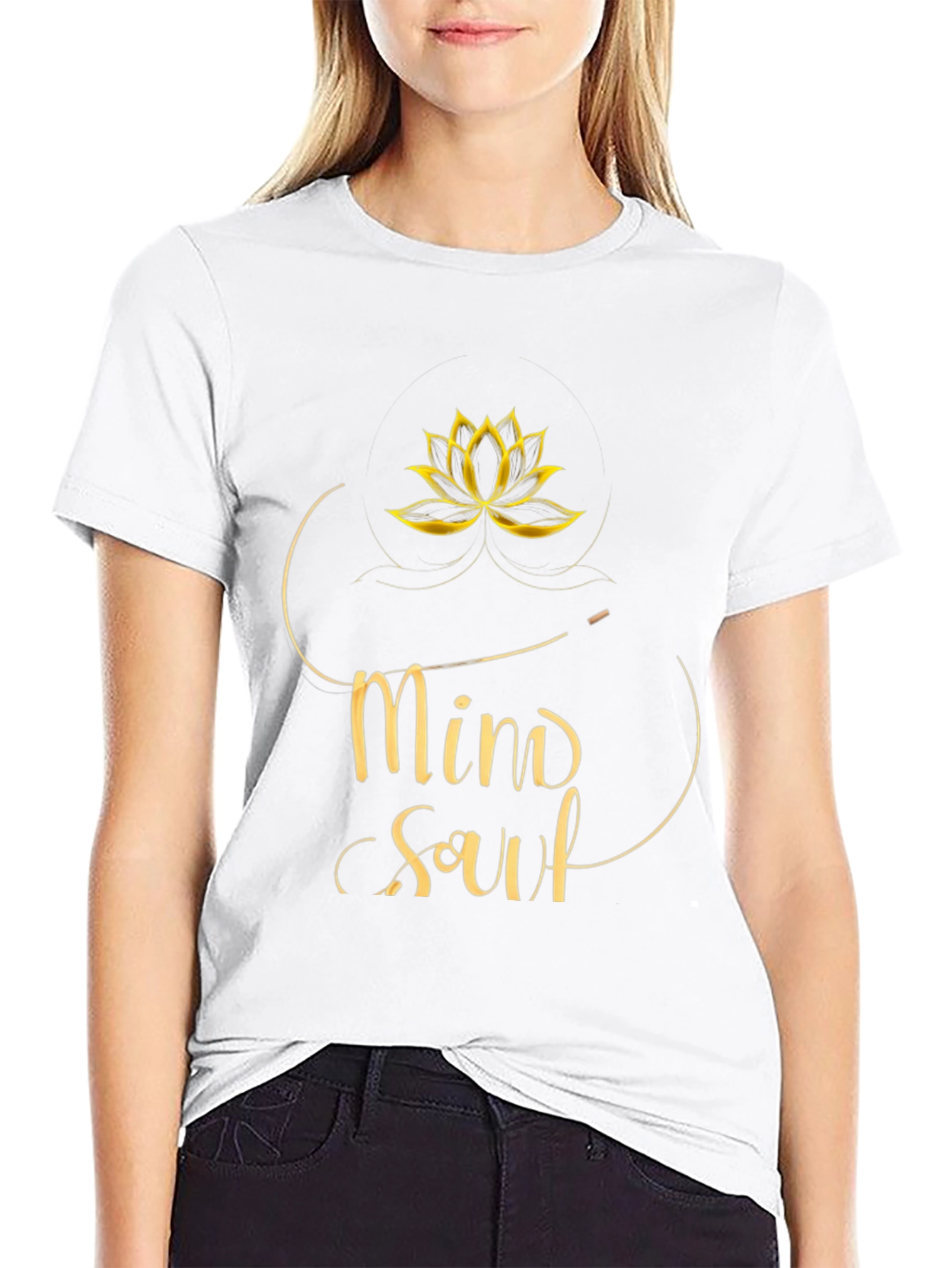 Mind Soul Black Graphic Tee - Lotus Design
