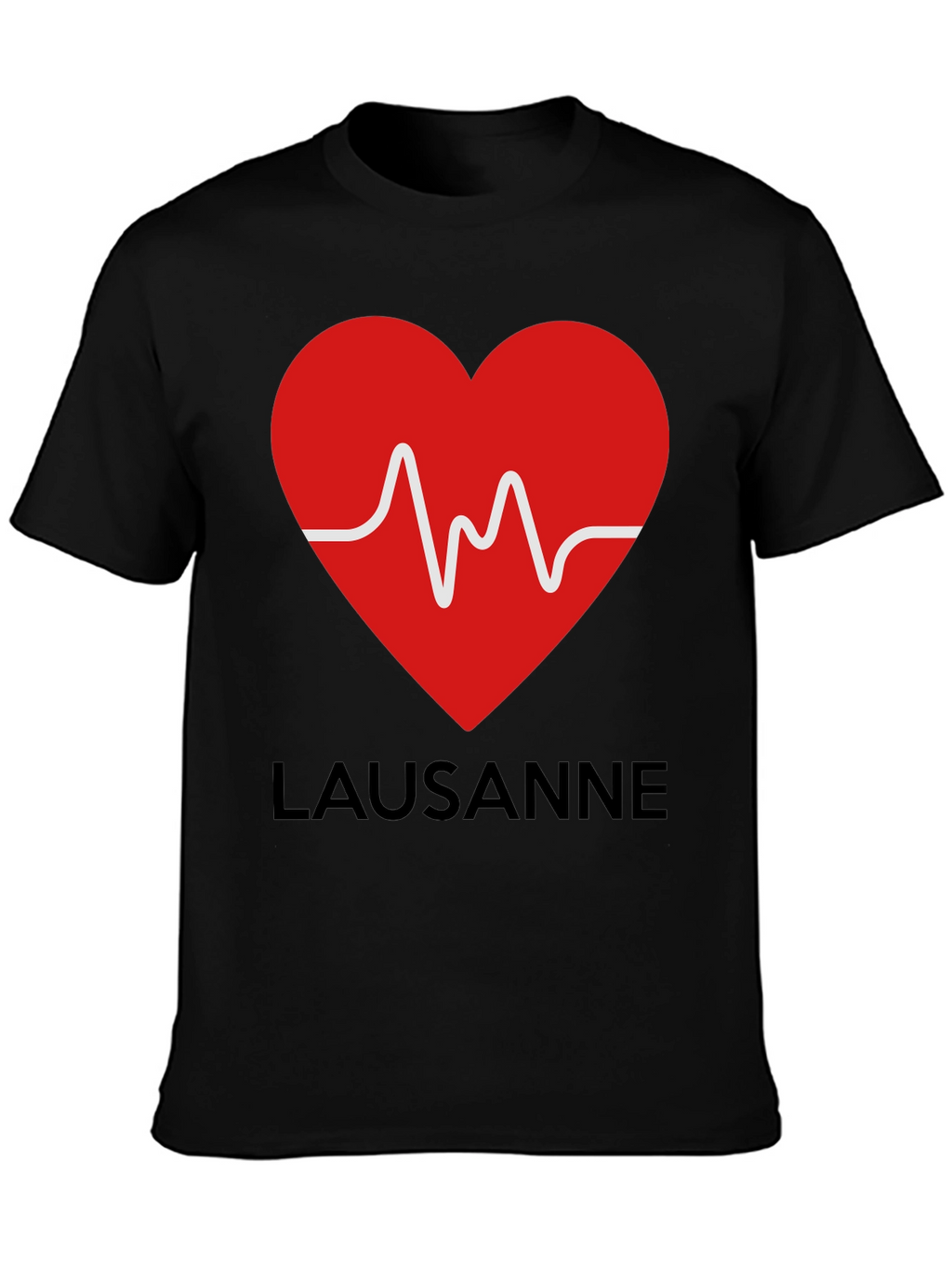 Lausanne Heartbeat Graphic Tee - Stylish Black T-Shirt
