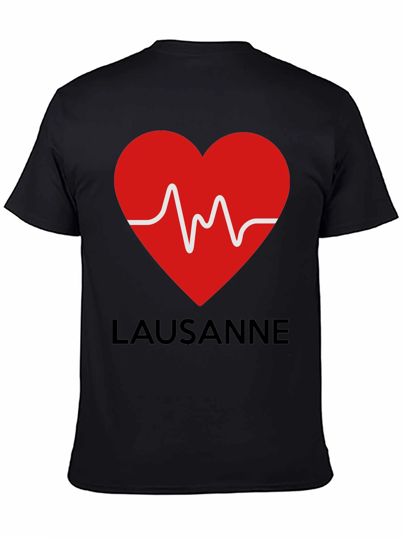 Lausanne Heartbeat Graphic Tee - Stylish Black T-Shirt