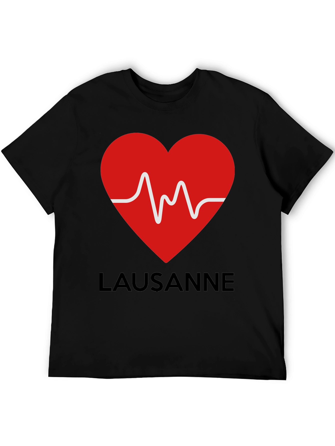 Lausanne Heartbeat Graphic Tee - Stylish Black T-Shirt