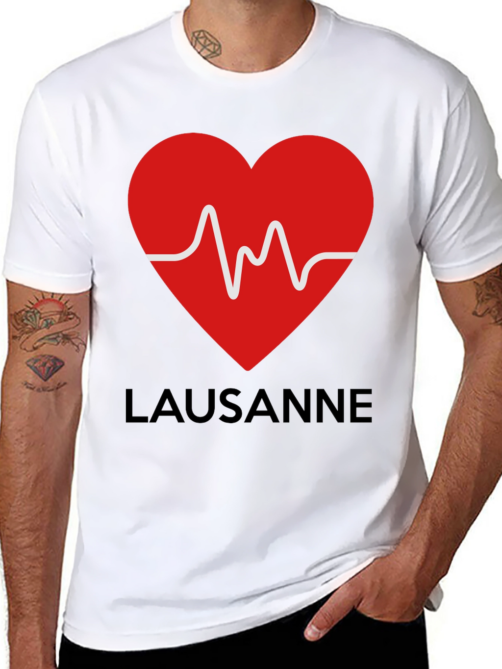 Lausanne Heartbeat Graphic Tee - Stylish Black T-Shirt