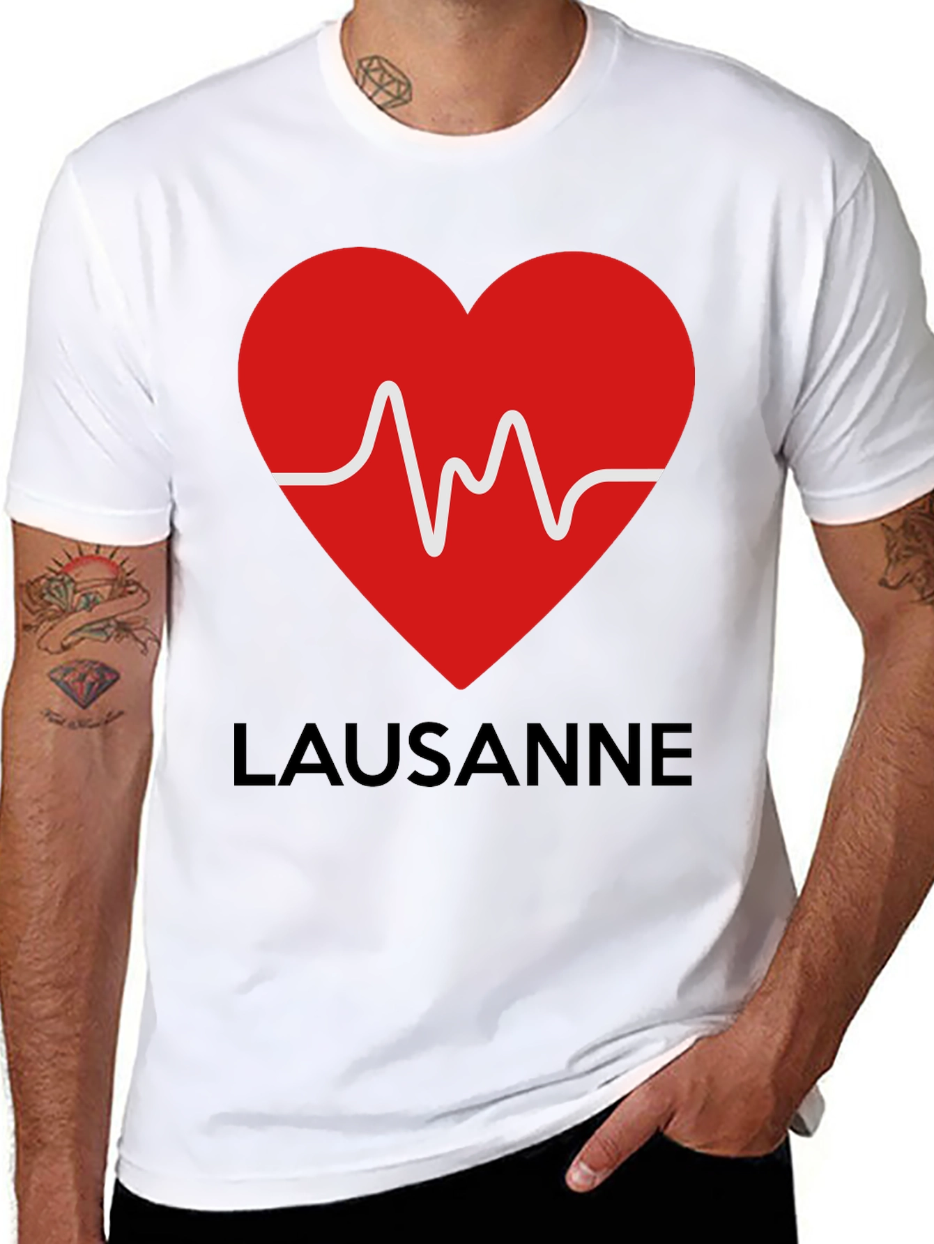 Lausanne Heartbeat Graphic Tee - Stylish Black T-Shirt