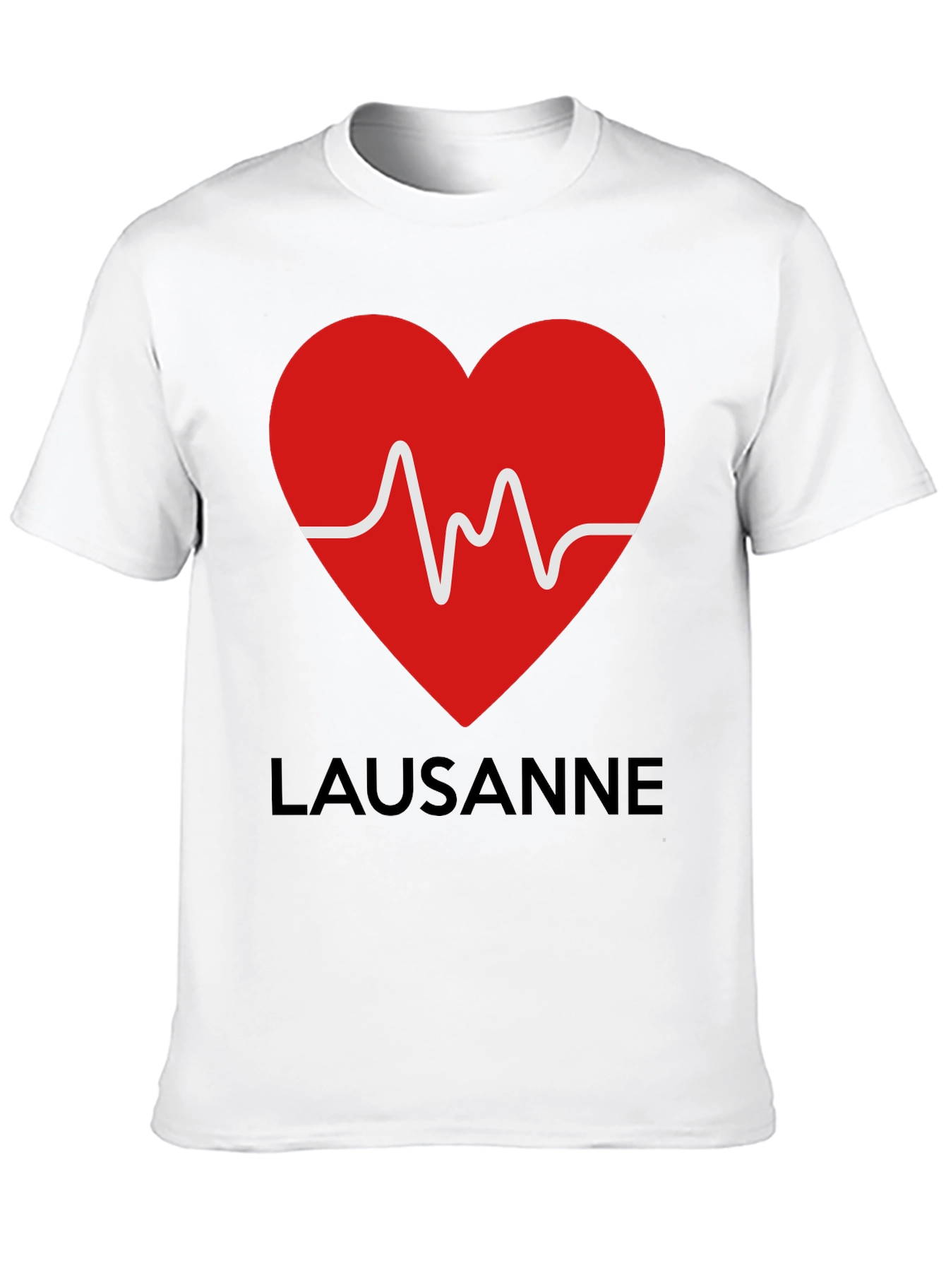 Lausanne Heartbeat Graphic Tee - Stylish Black T-Shirt