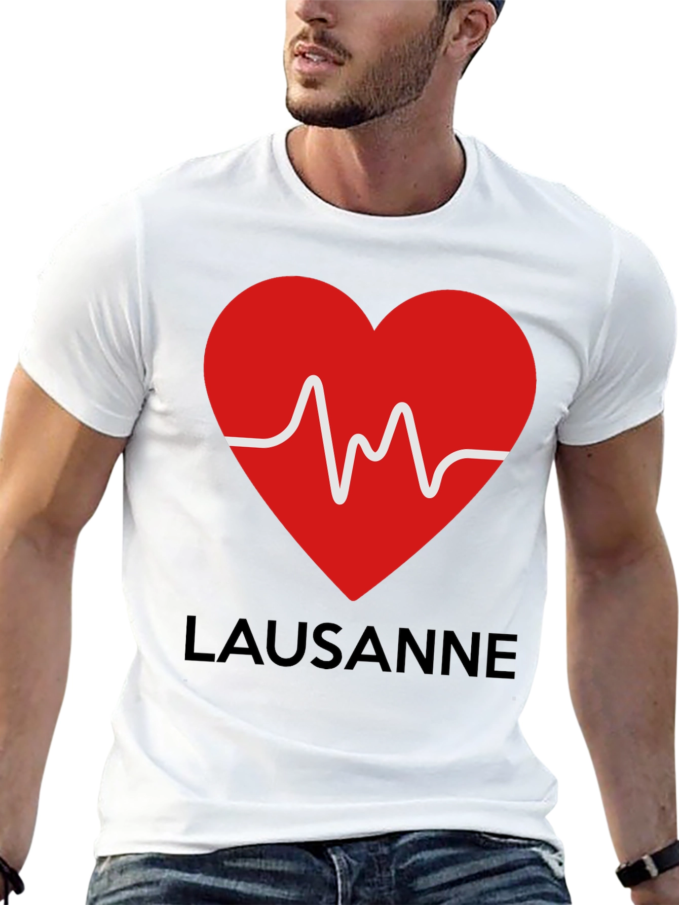 Lausanne Heartbeat Graphic Tee - Stylish Black T-Shirt