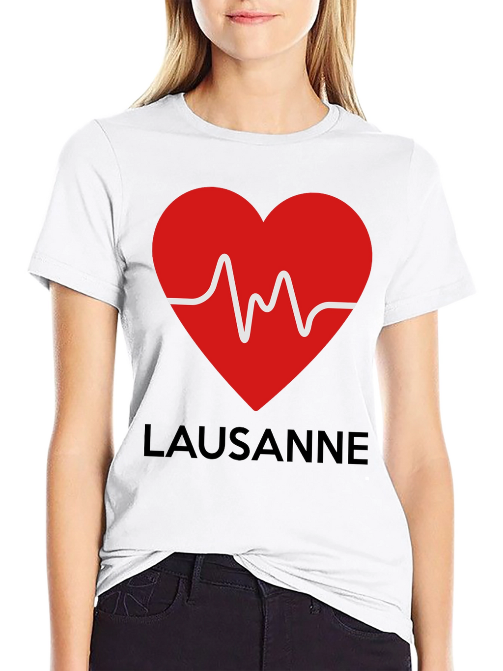 Lausanne Heartbeat Graphic Tee - Stylish Black T-Shirt
