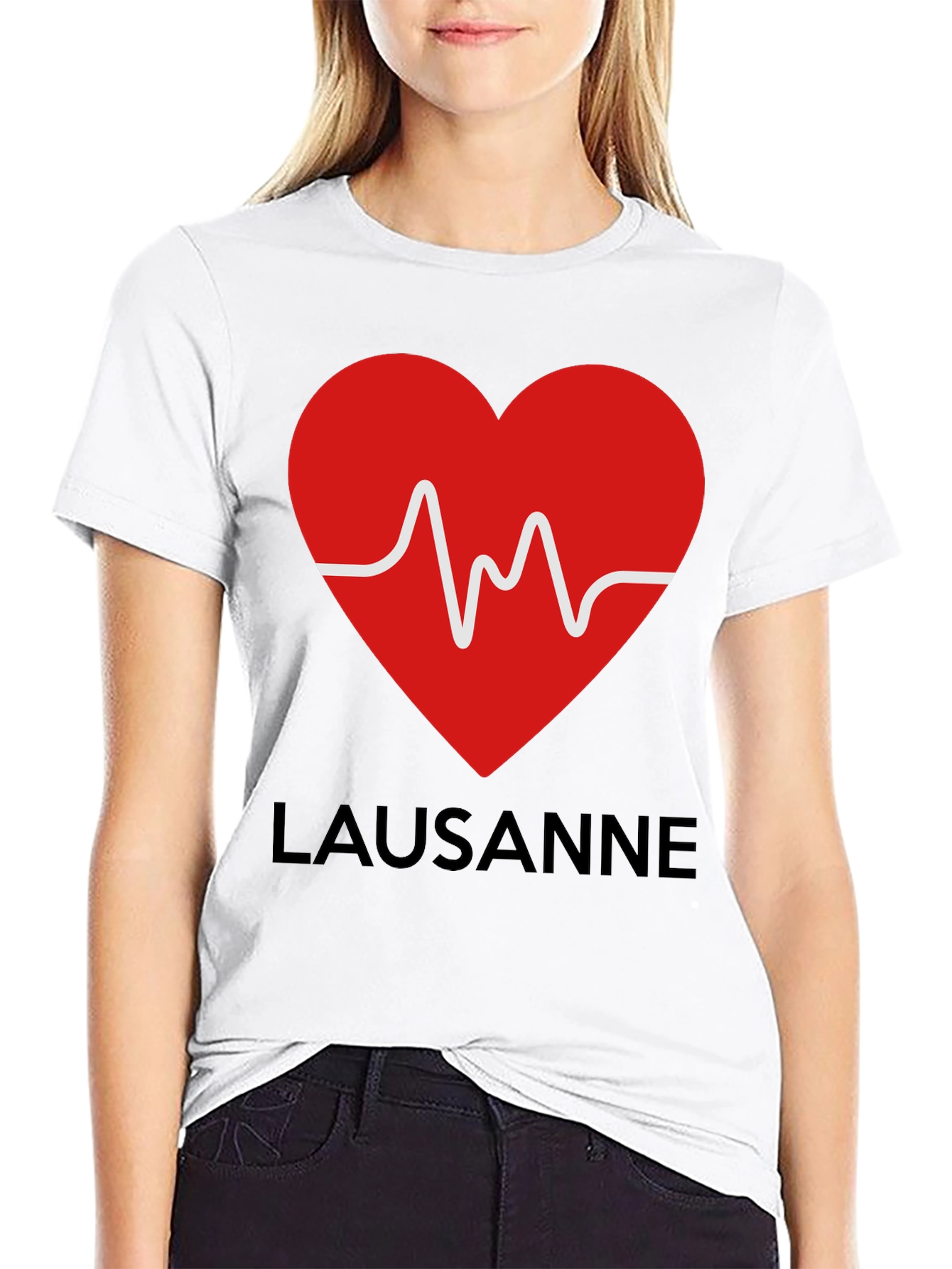 Lausanne Heartbeat Graphic Tee - Stylish Black T-Shirt