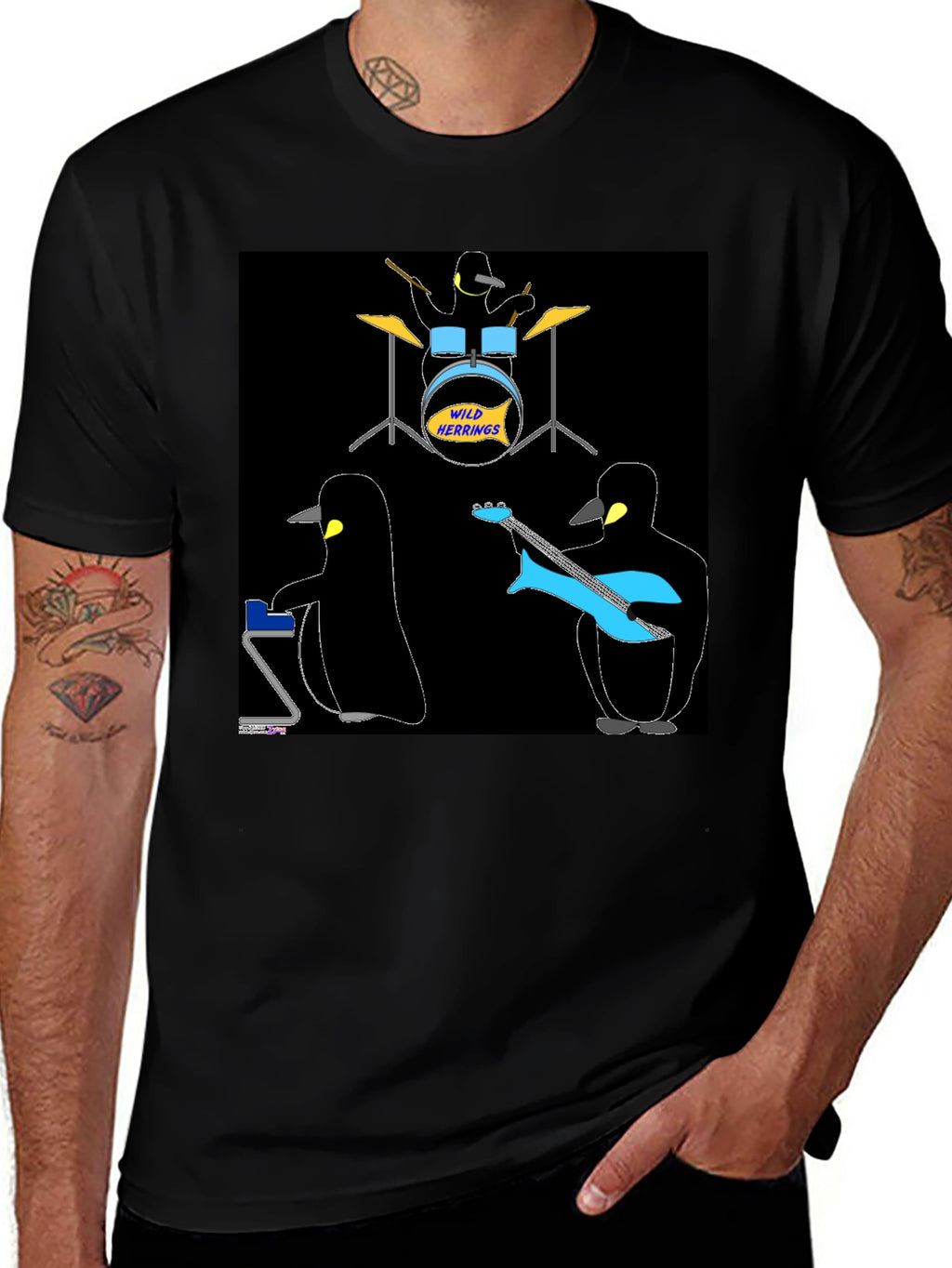 Penguin Band T-Shirt - Wild Herrings Rock!