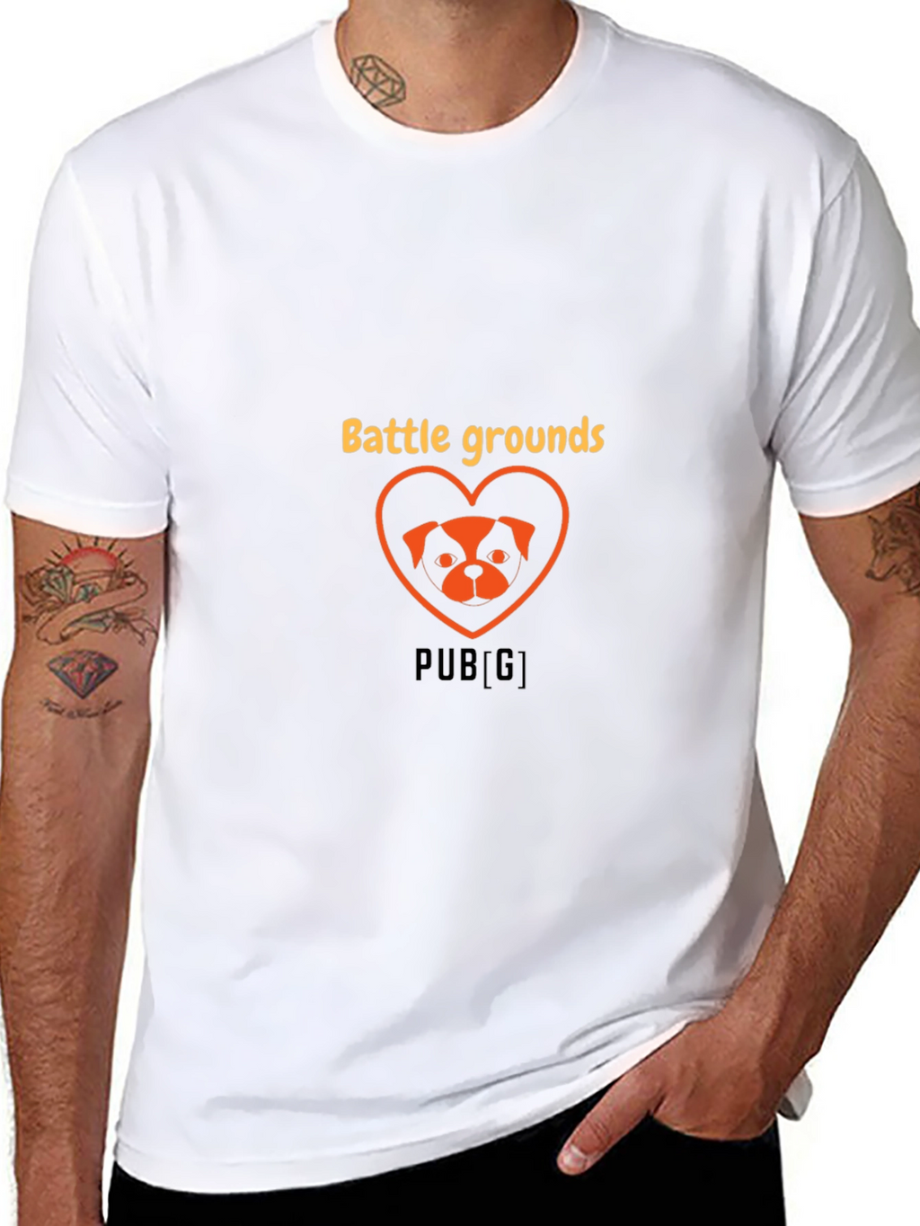 Battlegrounds Dog Heart Graphic Tee - Trendy Gamer Shirt