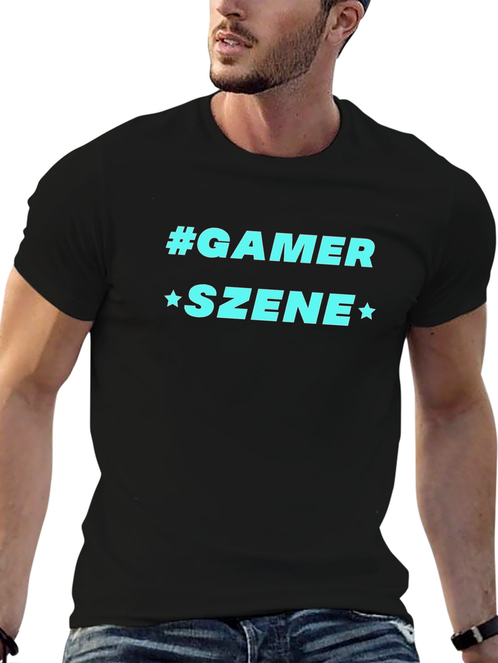Gamer Szene Graphic Tee - Black Cotton Blend