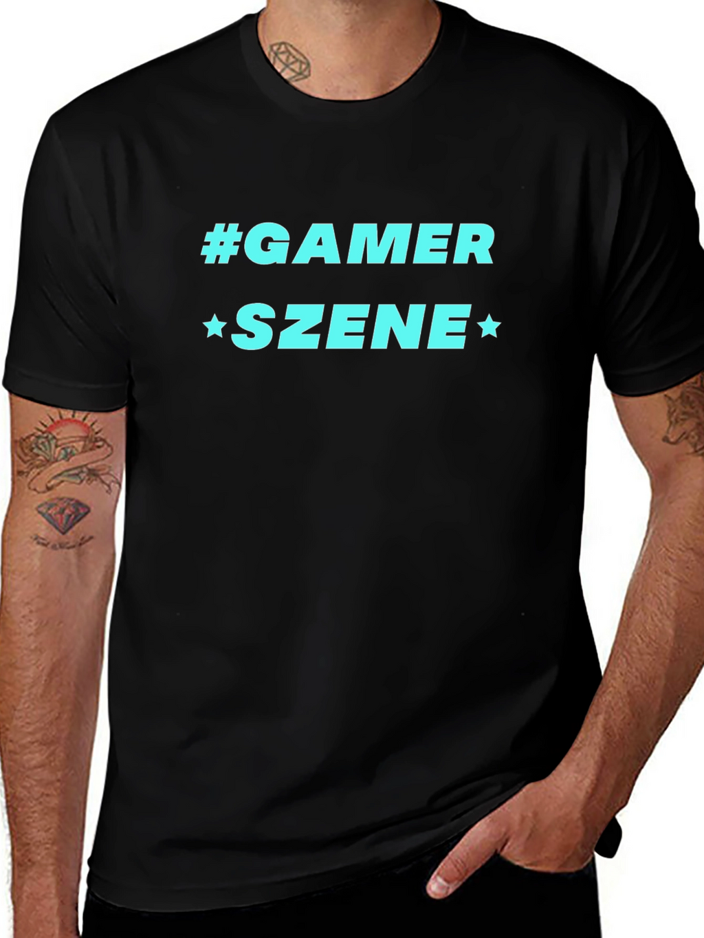 Gamer Szene Graphic Tee - Black Cotton Blend