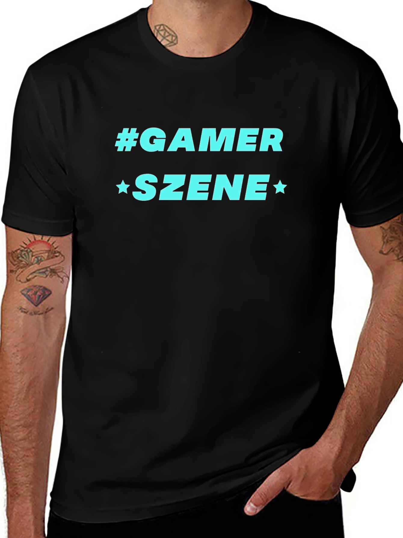 Gamer Szene Graphic Tee - Black Cotton Blend