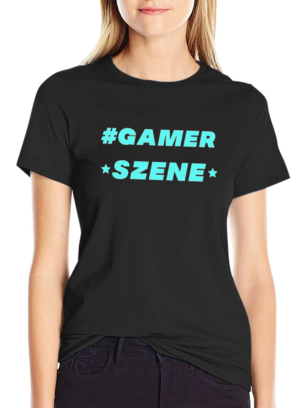 Gamer Szene Graphic Tee - Black Cotton Blend
