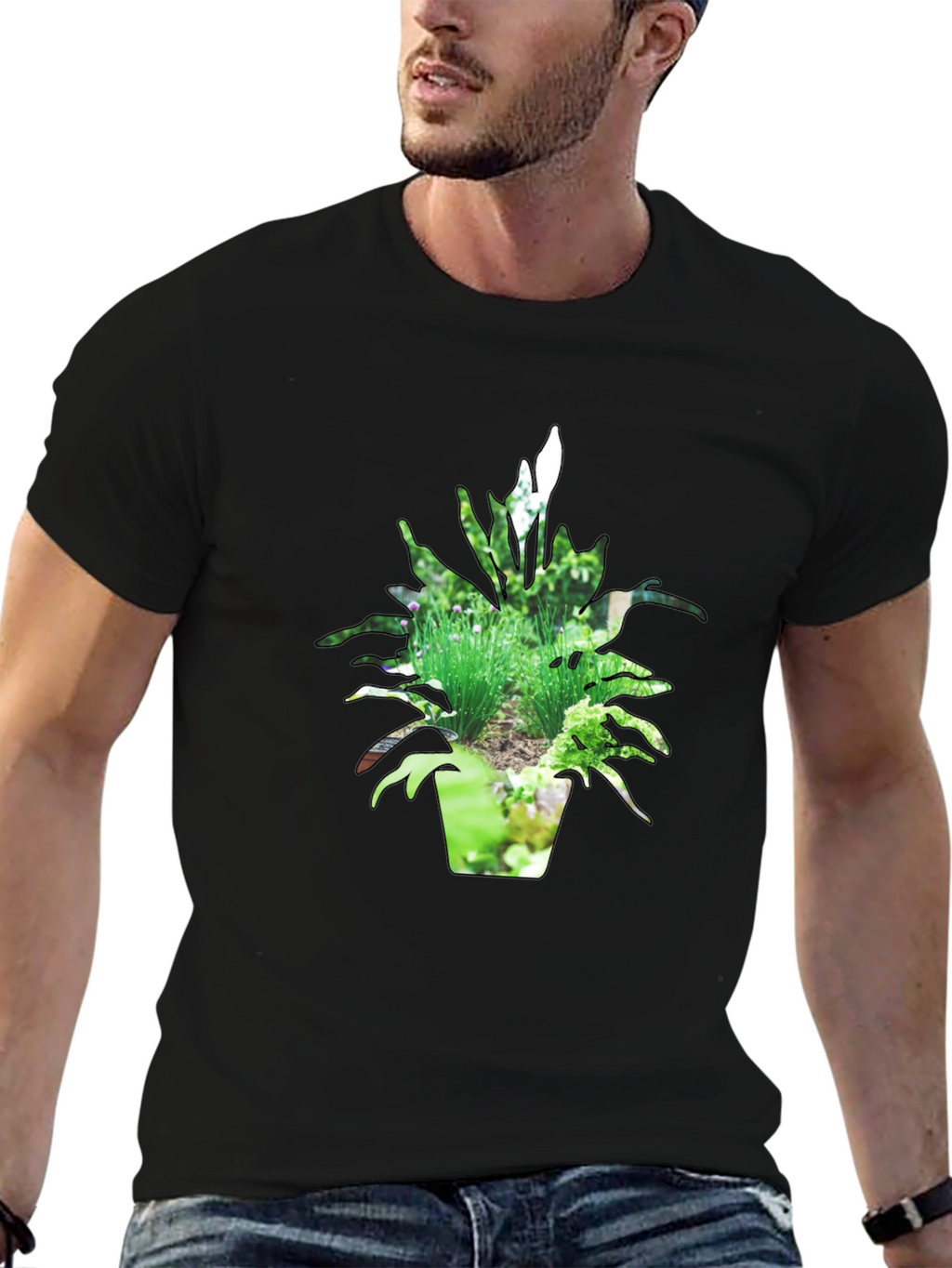 Nature Pot Plant Black T-Shirt