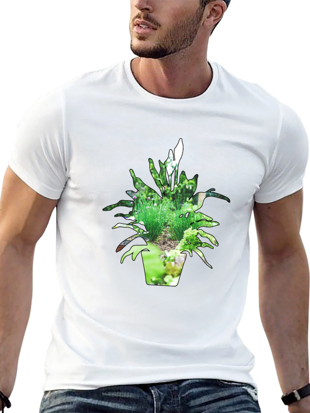 Nature Pot Plant Black T-Shirt