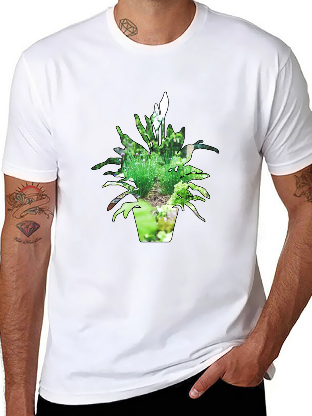 Nature Pot Plant Black T-Shirt