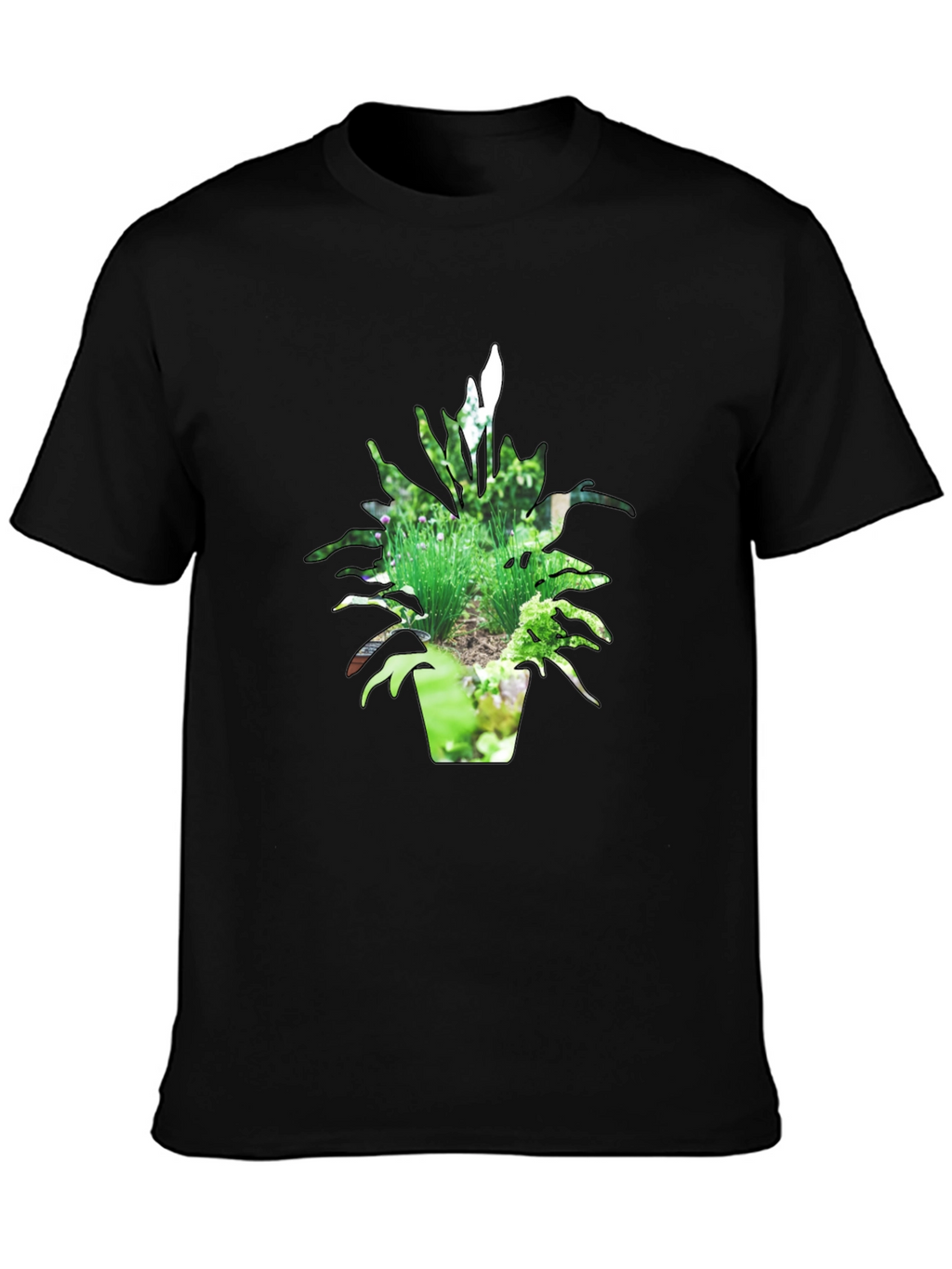 Nature Pot Plant Black T-Shirt