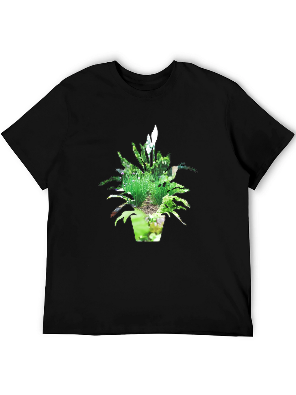 Nature Pot Plant Black T-Shirt