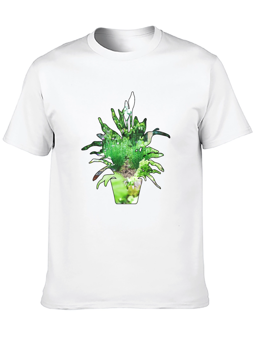 Nature Pot Plant Black T-Shirt