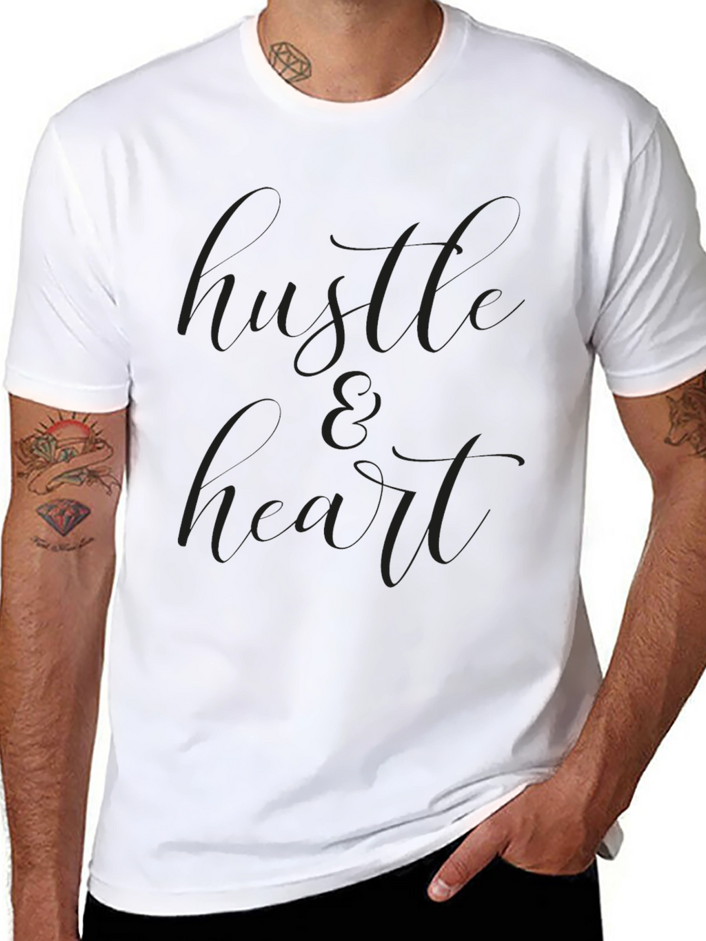 Black Hustle & Heart Graphic T-Shirt