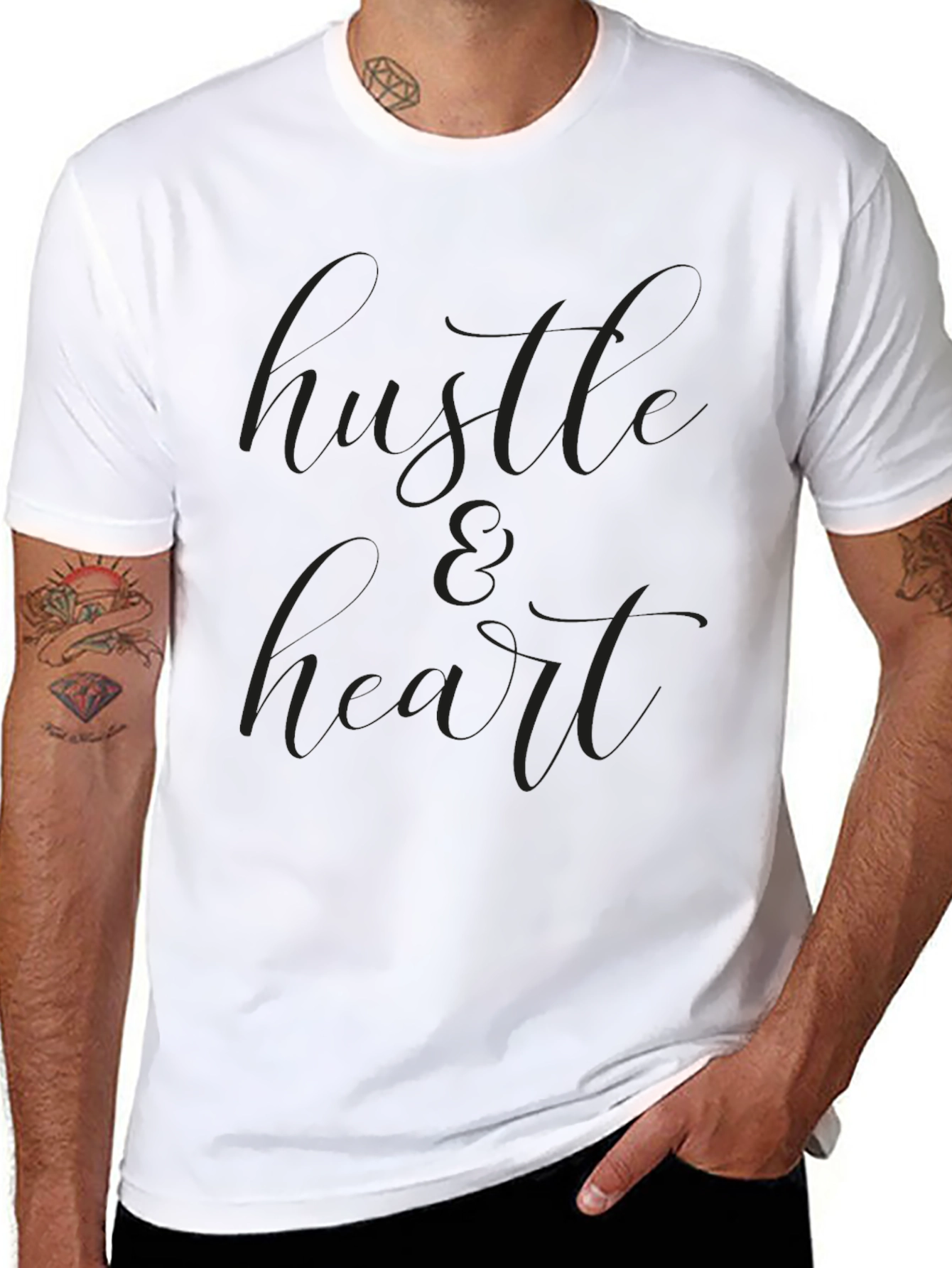 Black Hustle & Heart Graphic T-Shirt