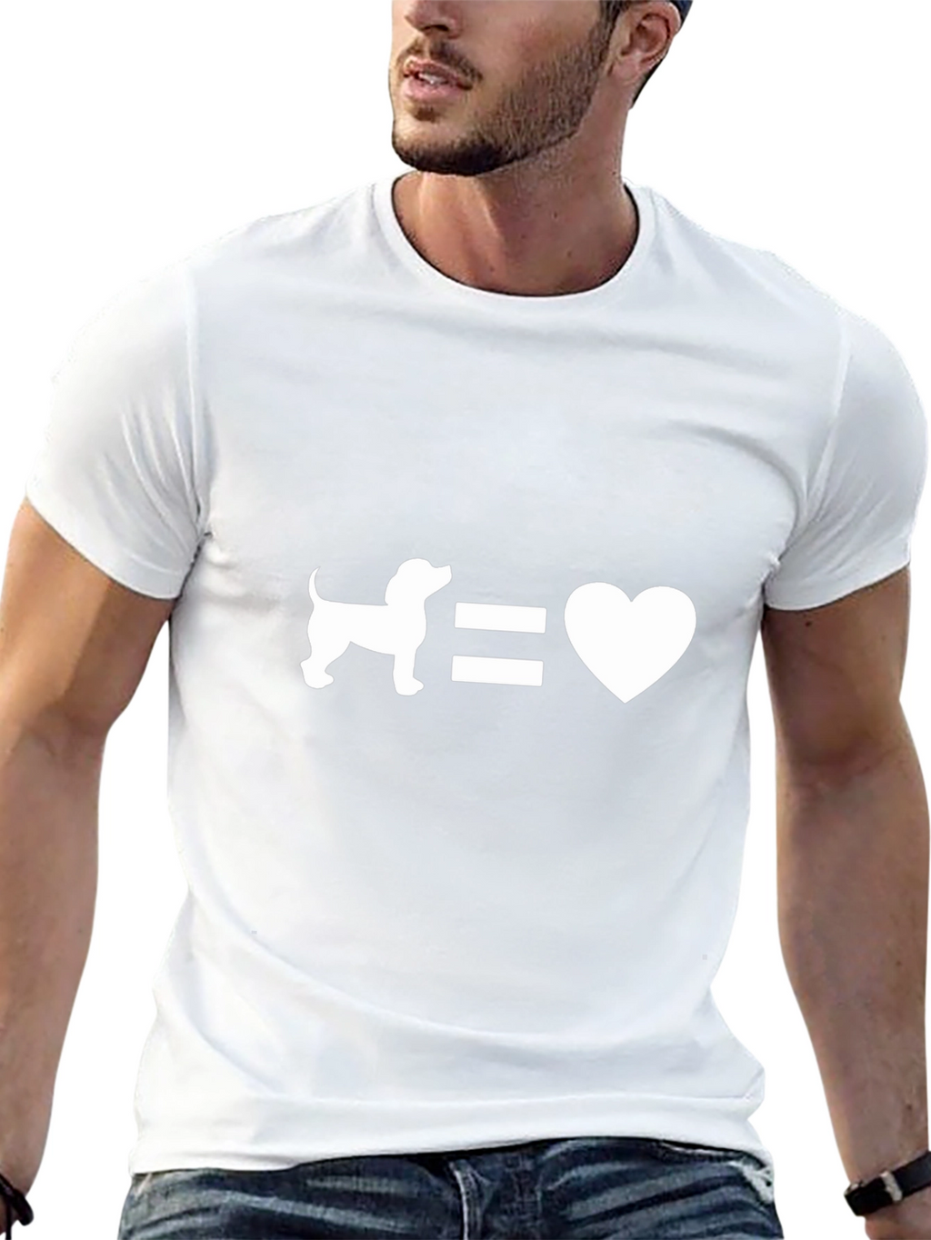 Dog Equals Love Black Graphic T-Shirt