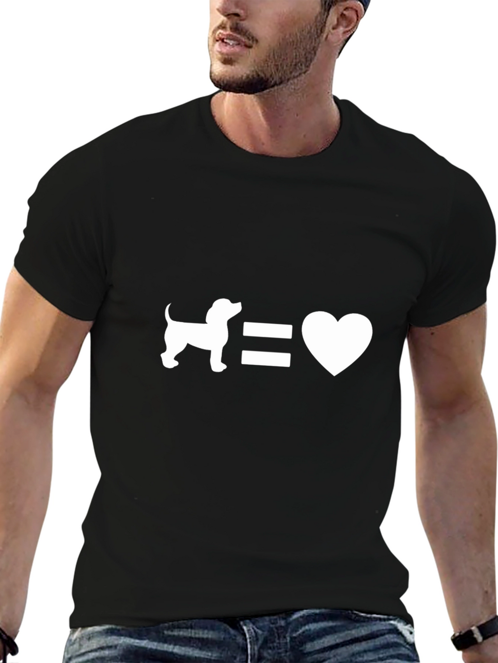 Dog Equals Love Black Graphic T-Shirt