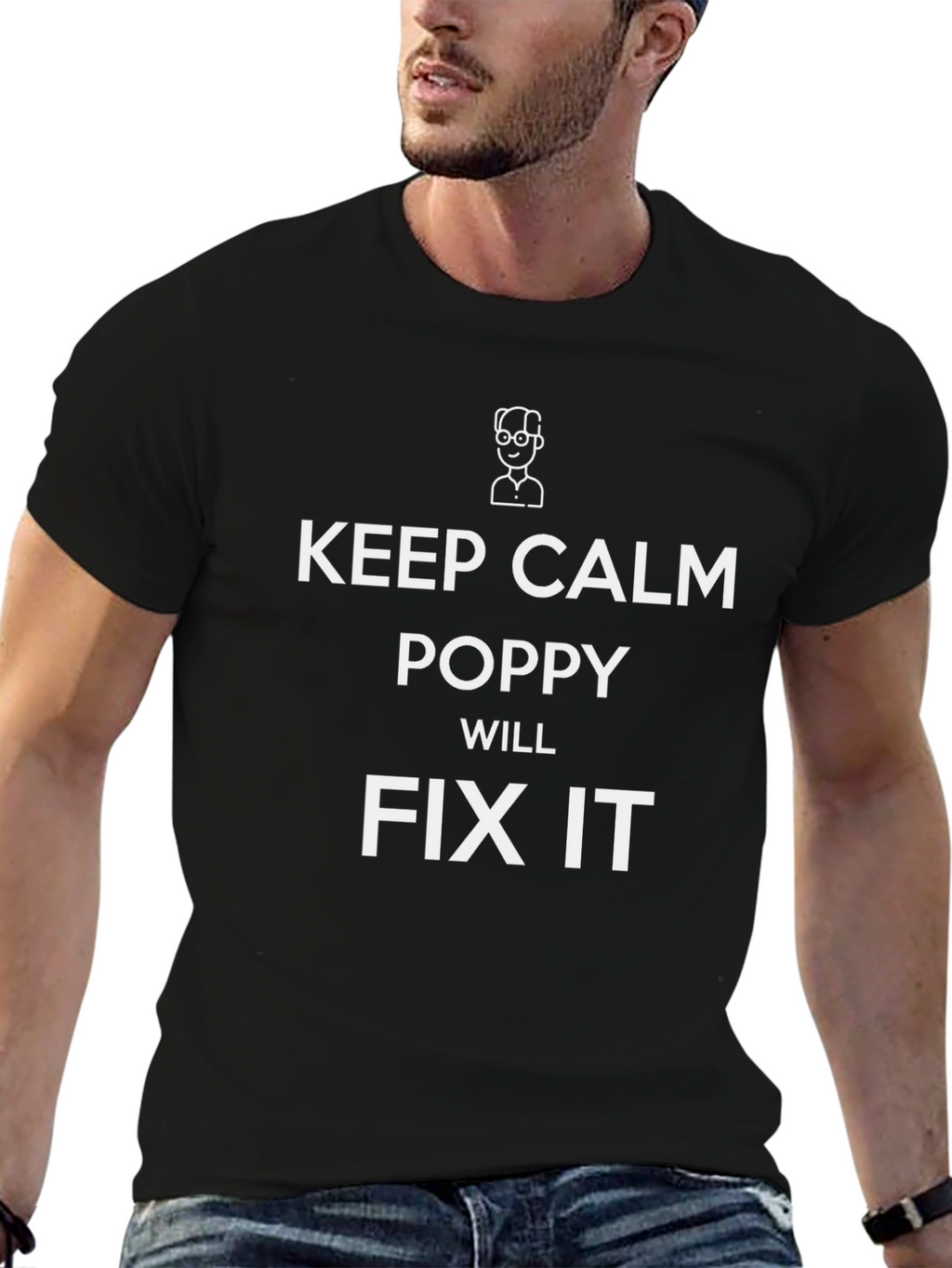 Keep Calm Poppy Will Fix It Black T-Shirt