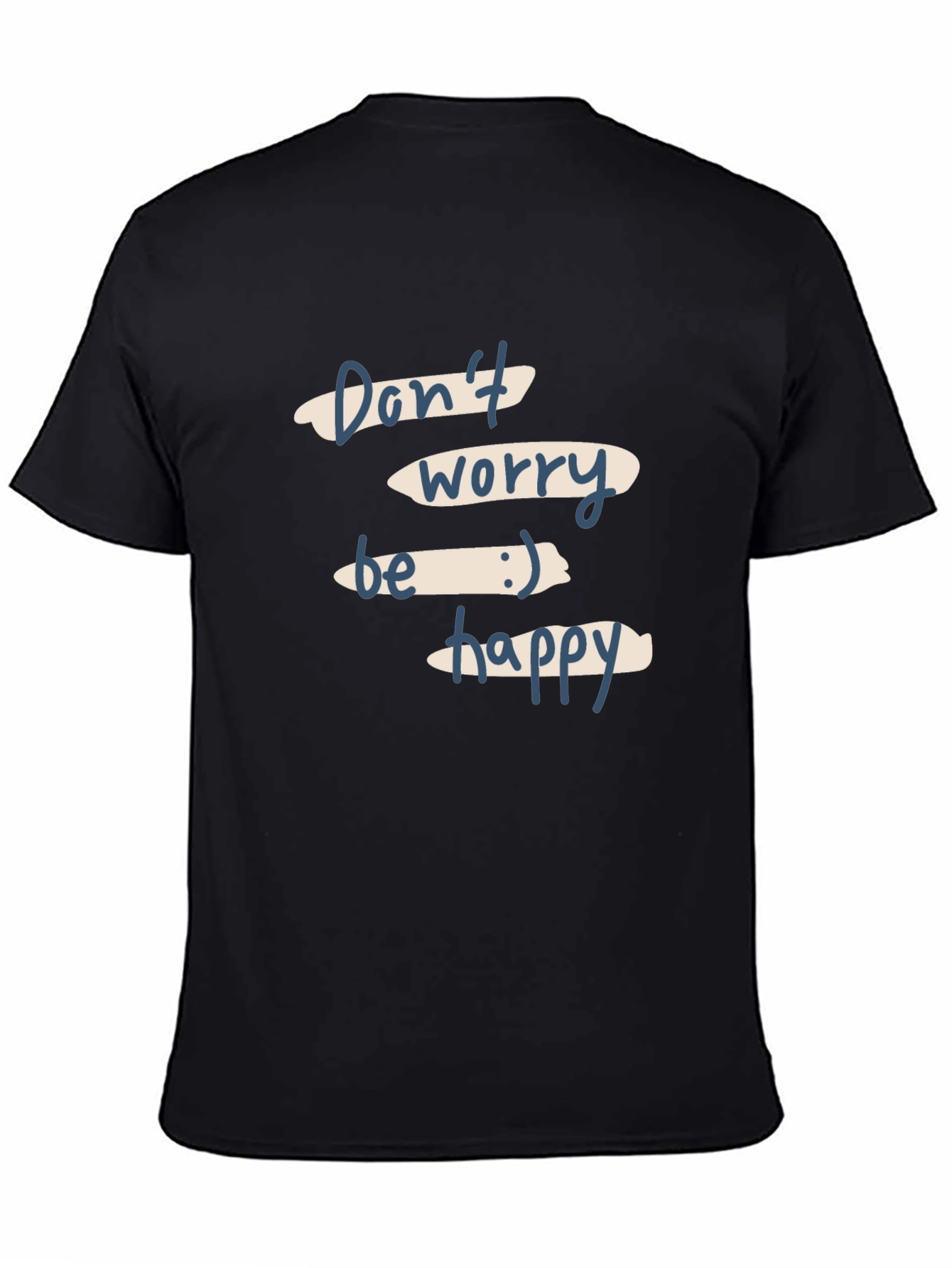 Dont Worry Be Happy Black Graphic T-Shirt