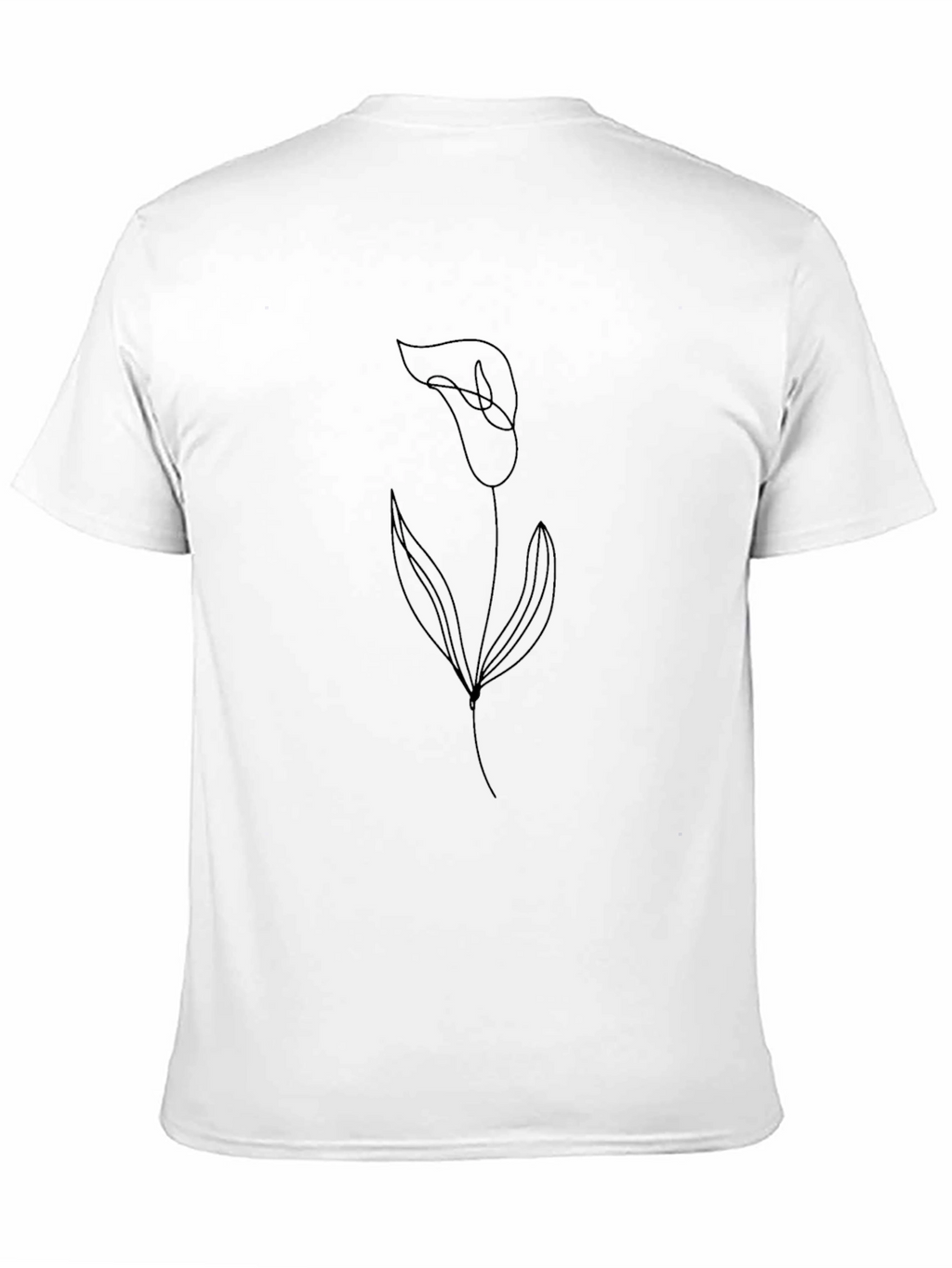 Mens Minimalist Lily Flower Graphic Black T-Shirt