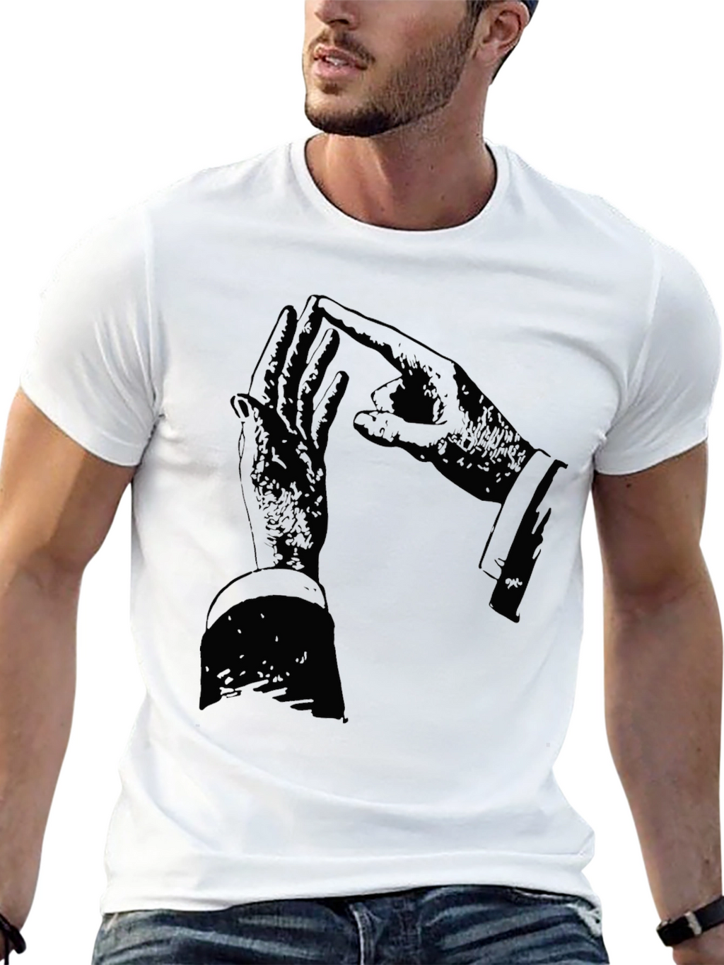 Graphic Black T-Shirt with Hand Design