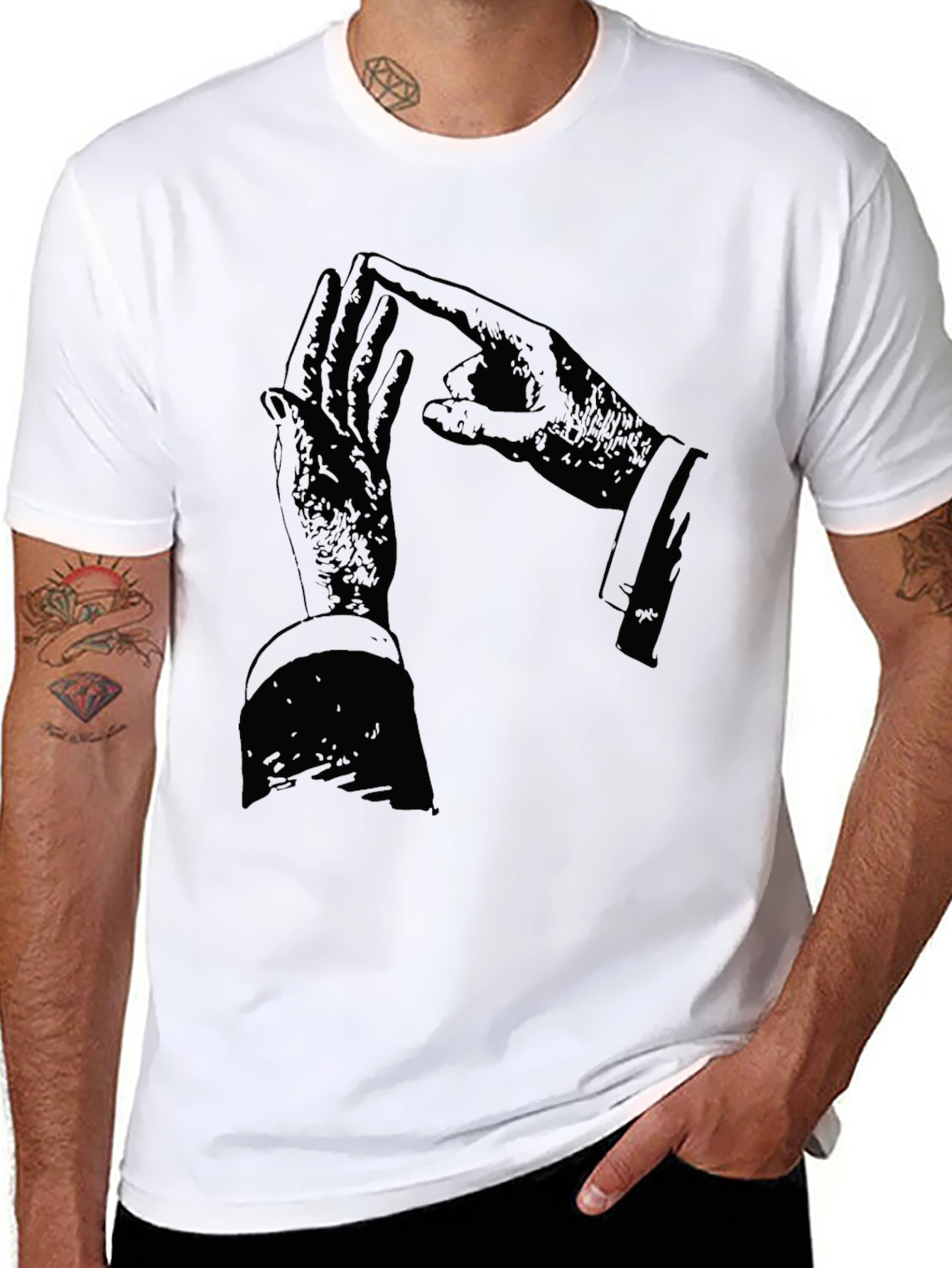 Graphic Black T-Shirt with Hand Design
