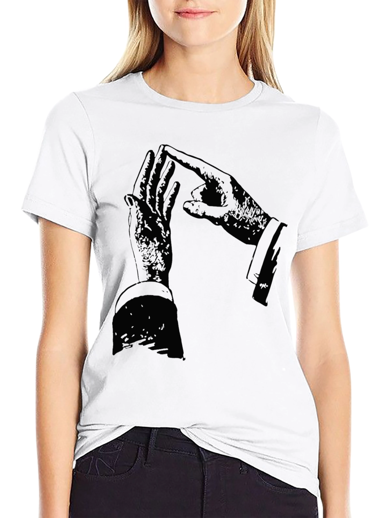 Graphic Black T-Shirt with Hand Design