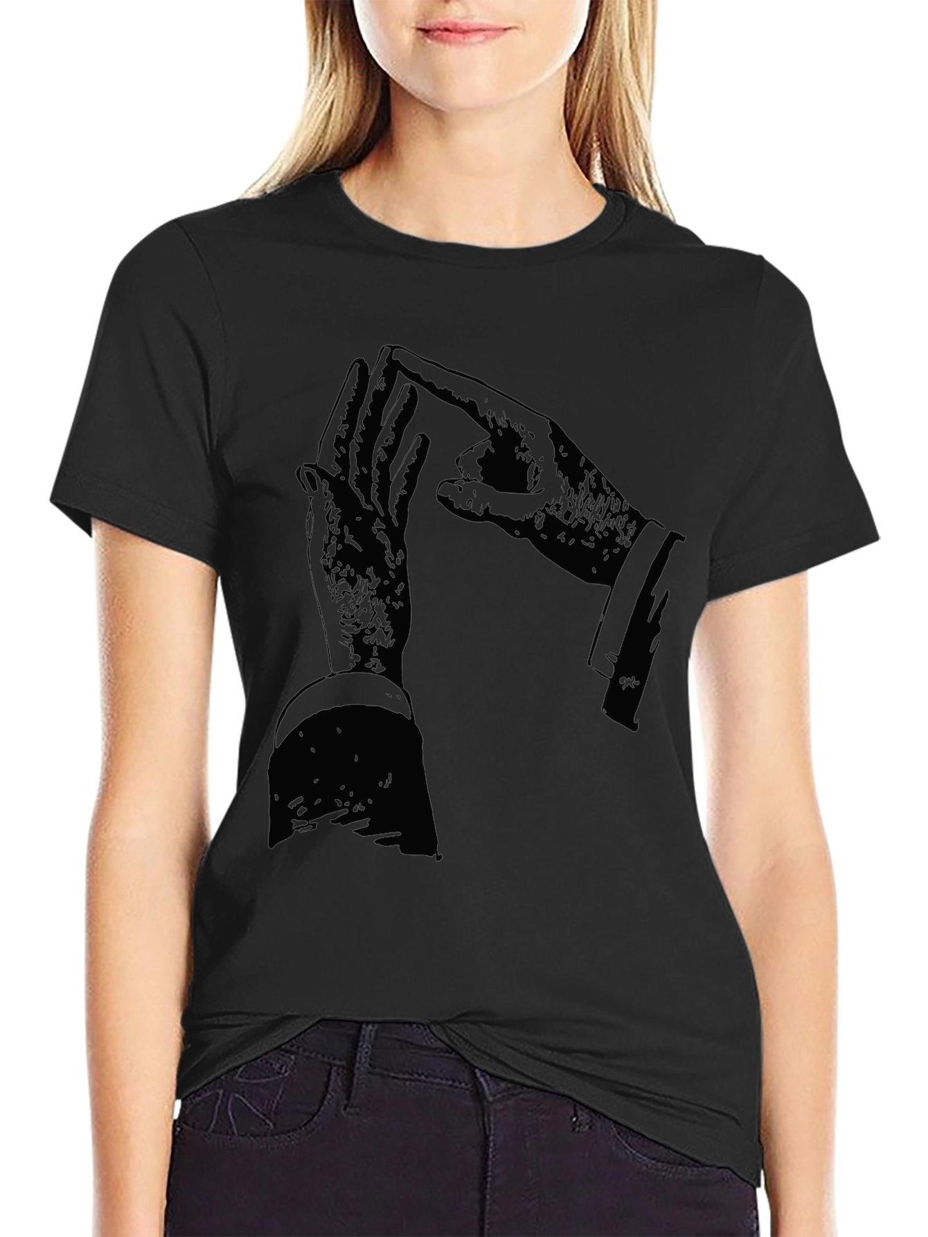 Graphic Black T-Shirt with Hand Design