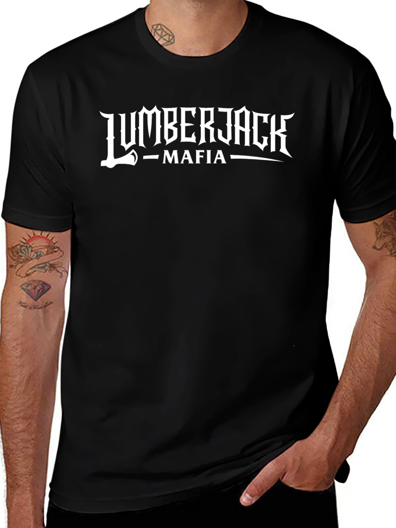 Lumberjack Mafia Graphic Tee - Black Crew Neck
