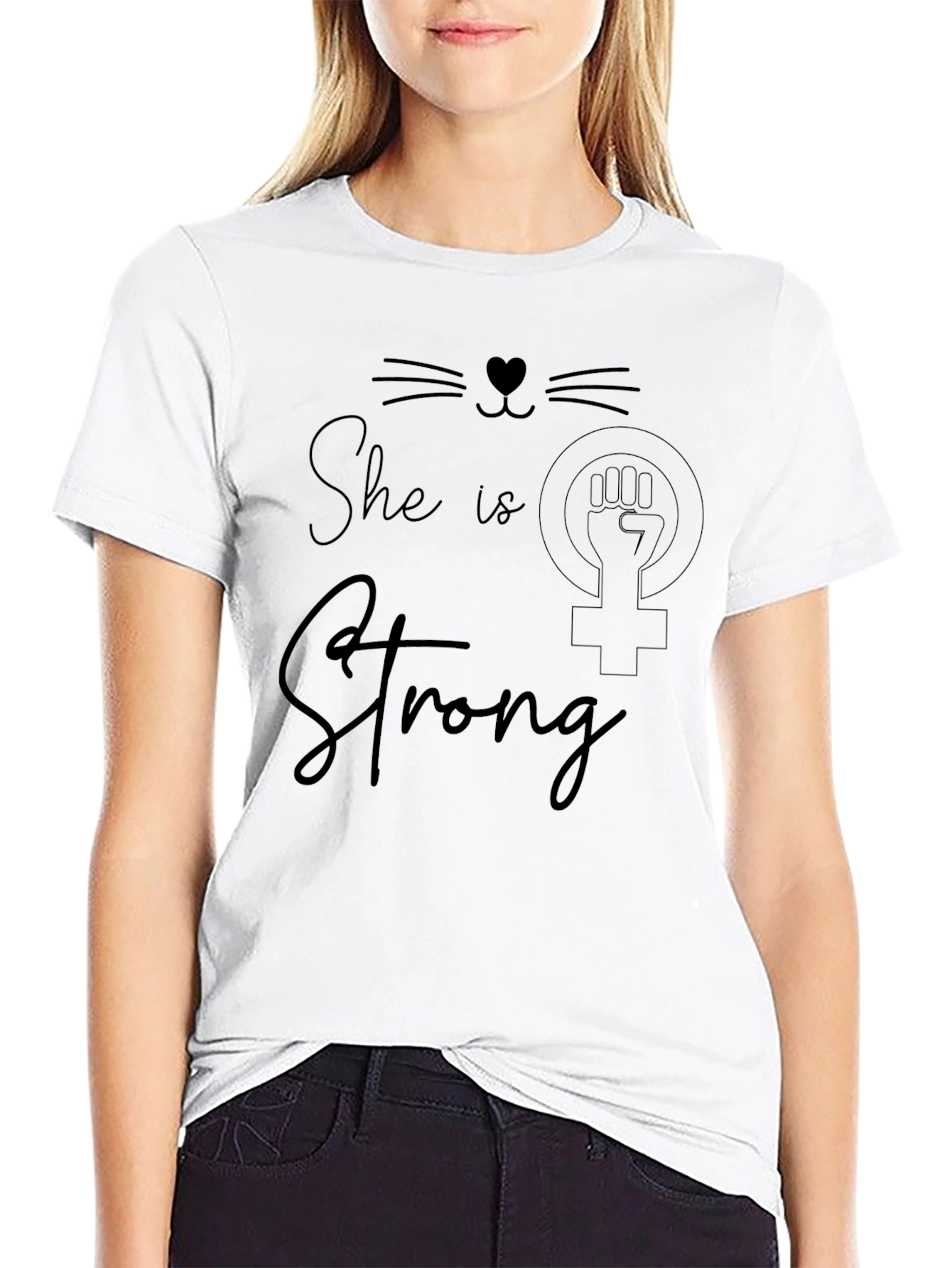 She is Strong Graphic Tee - Empowering Womens T-Shirt