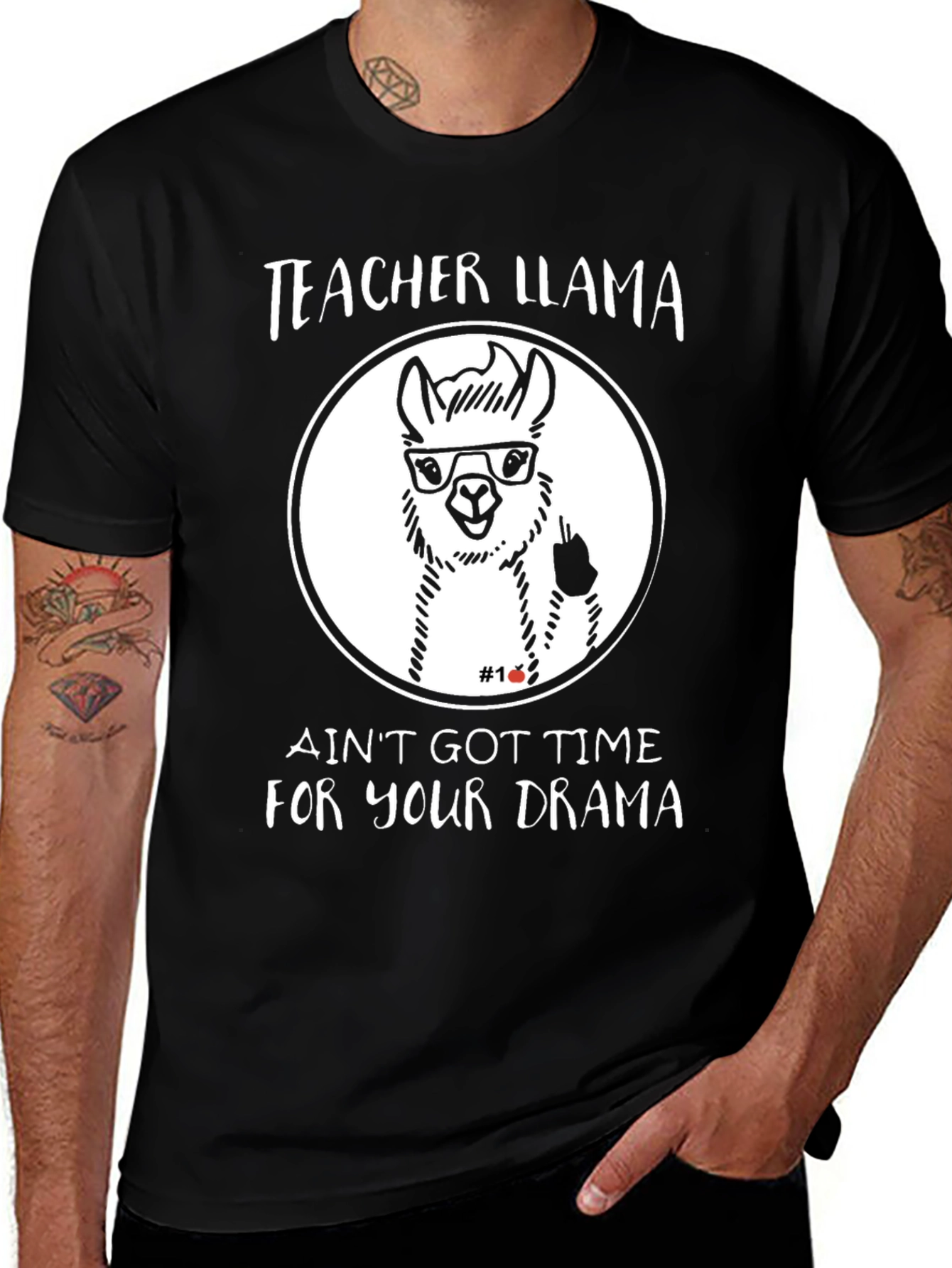Teacher Llama Black T-Shirt - Aint Got Time For Your Drama