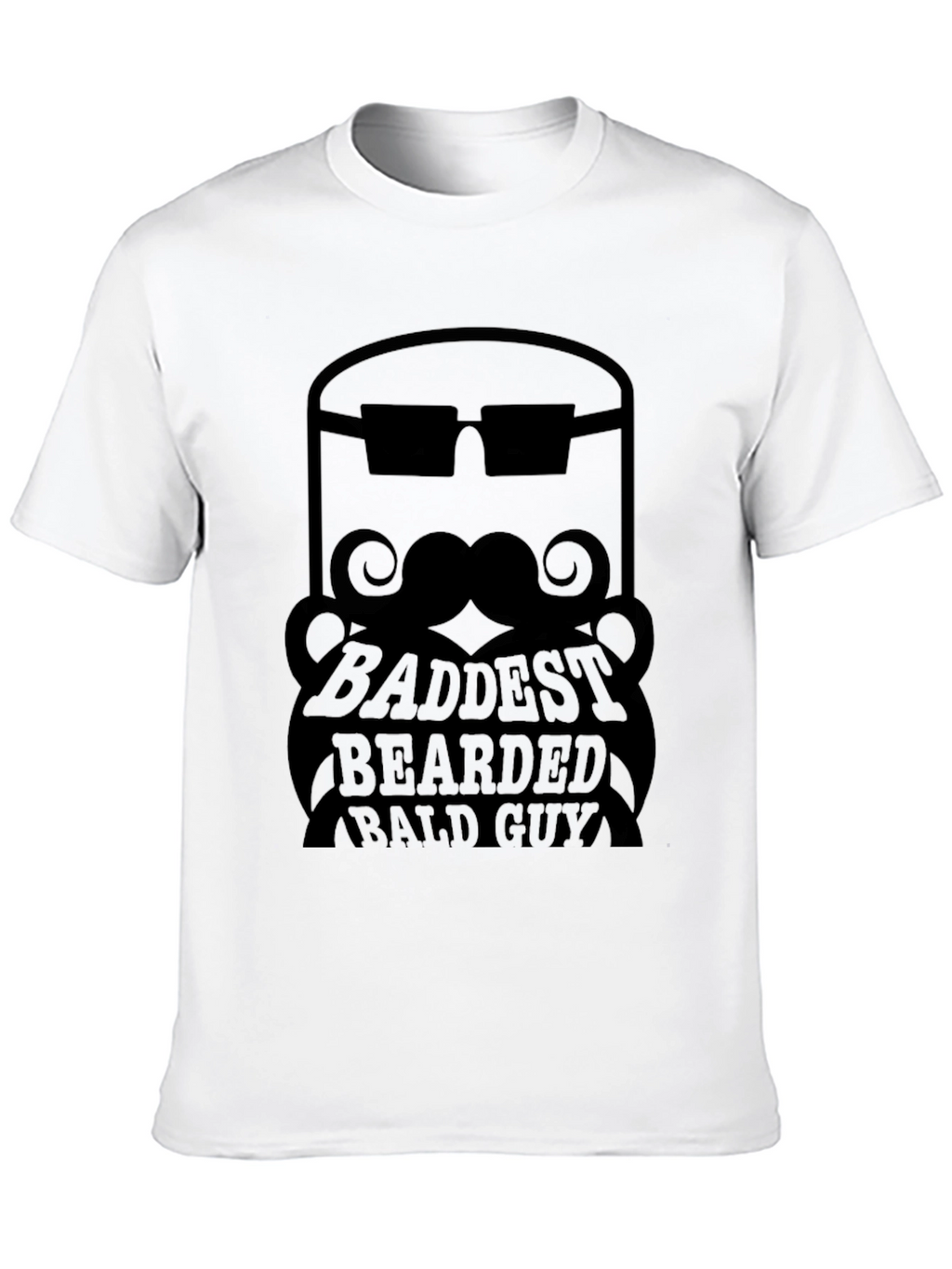 Baddest Bearded Bald Guy Black Graphic Tee
