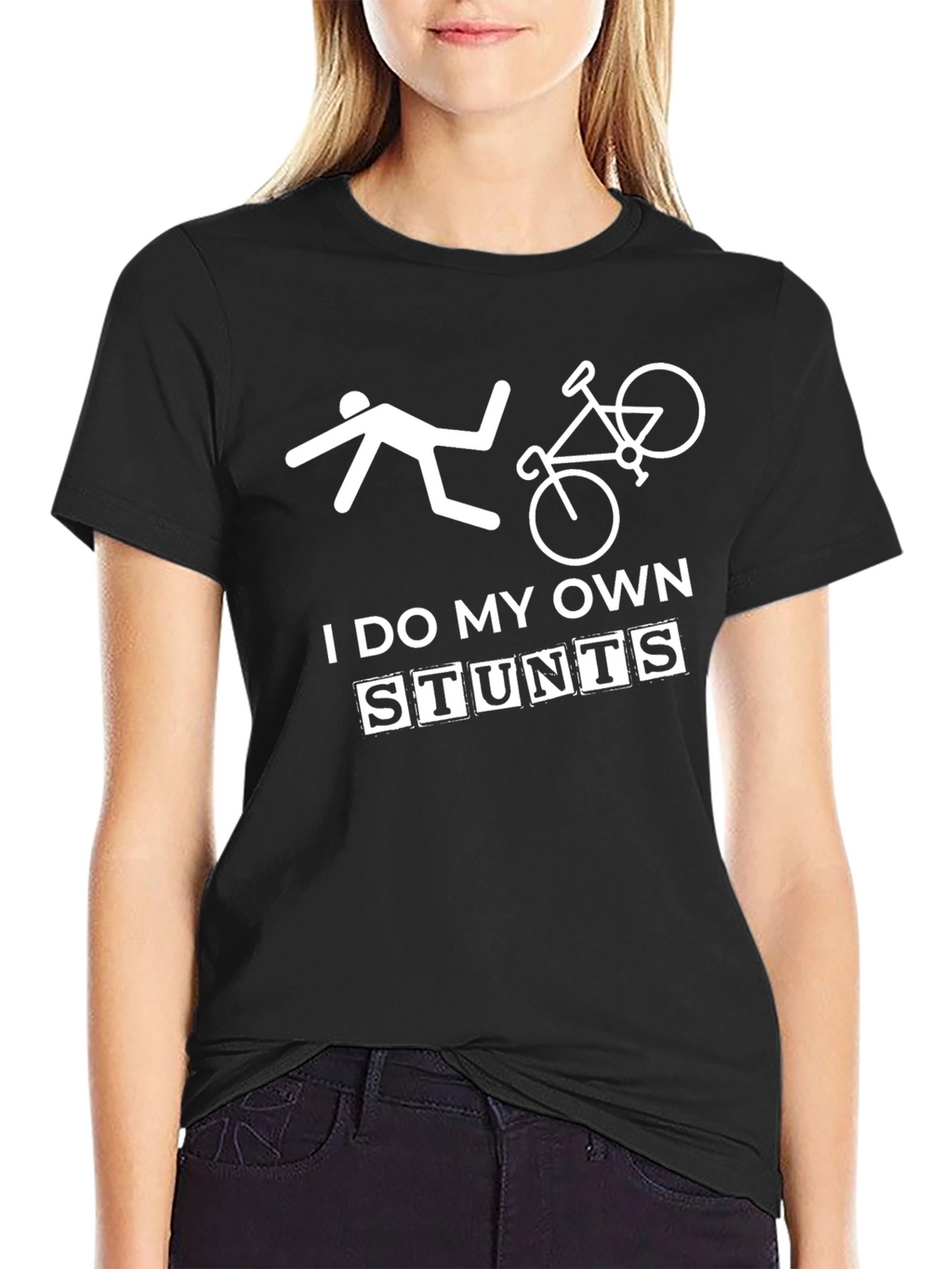 I Do My Own Stunts T-Shirt Funny Biker Fall