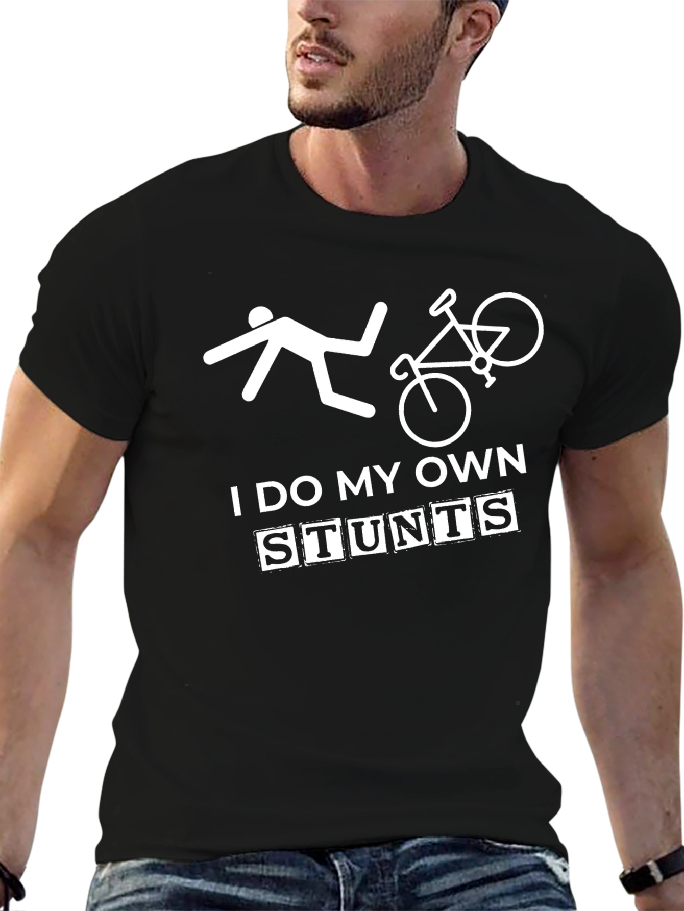 I Do My Own Stunts T-Shirt Funny Biker Fall