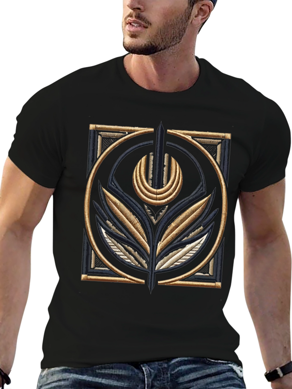 Embroidered Emblem Black T-Shirt