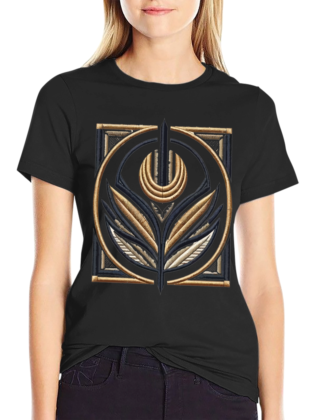 Embroidered Emblem Black T-Shirt