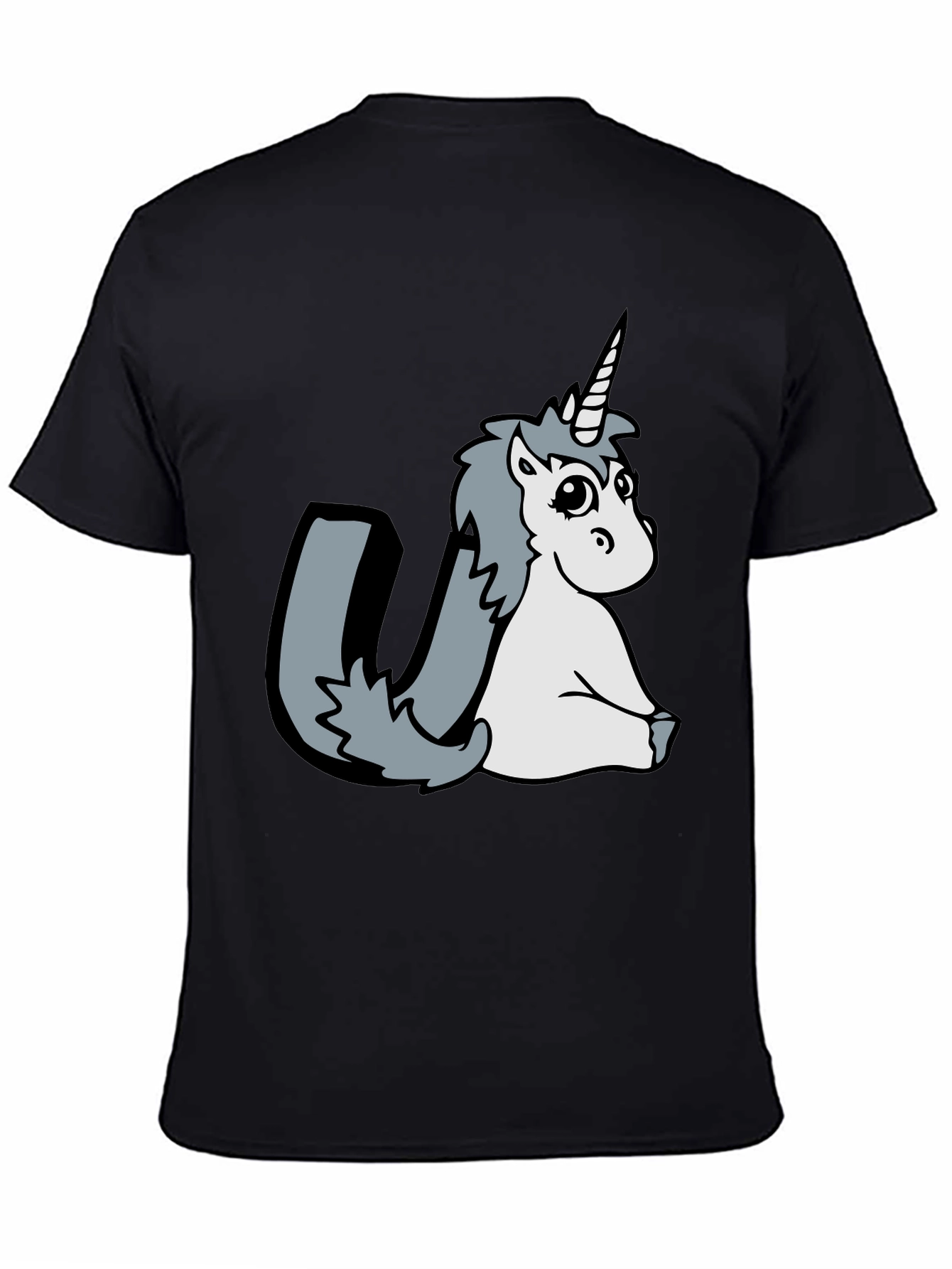 Unicorn Graphic Tee - Black Cotton Blend T-Shirt