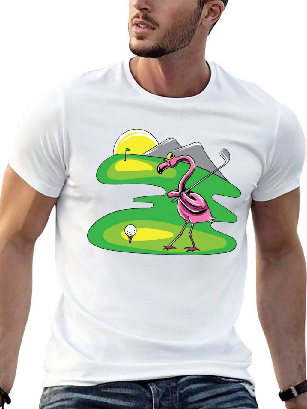 Flamingo Golfer T-Shirt - Funny Golf Tee